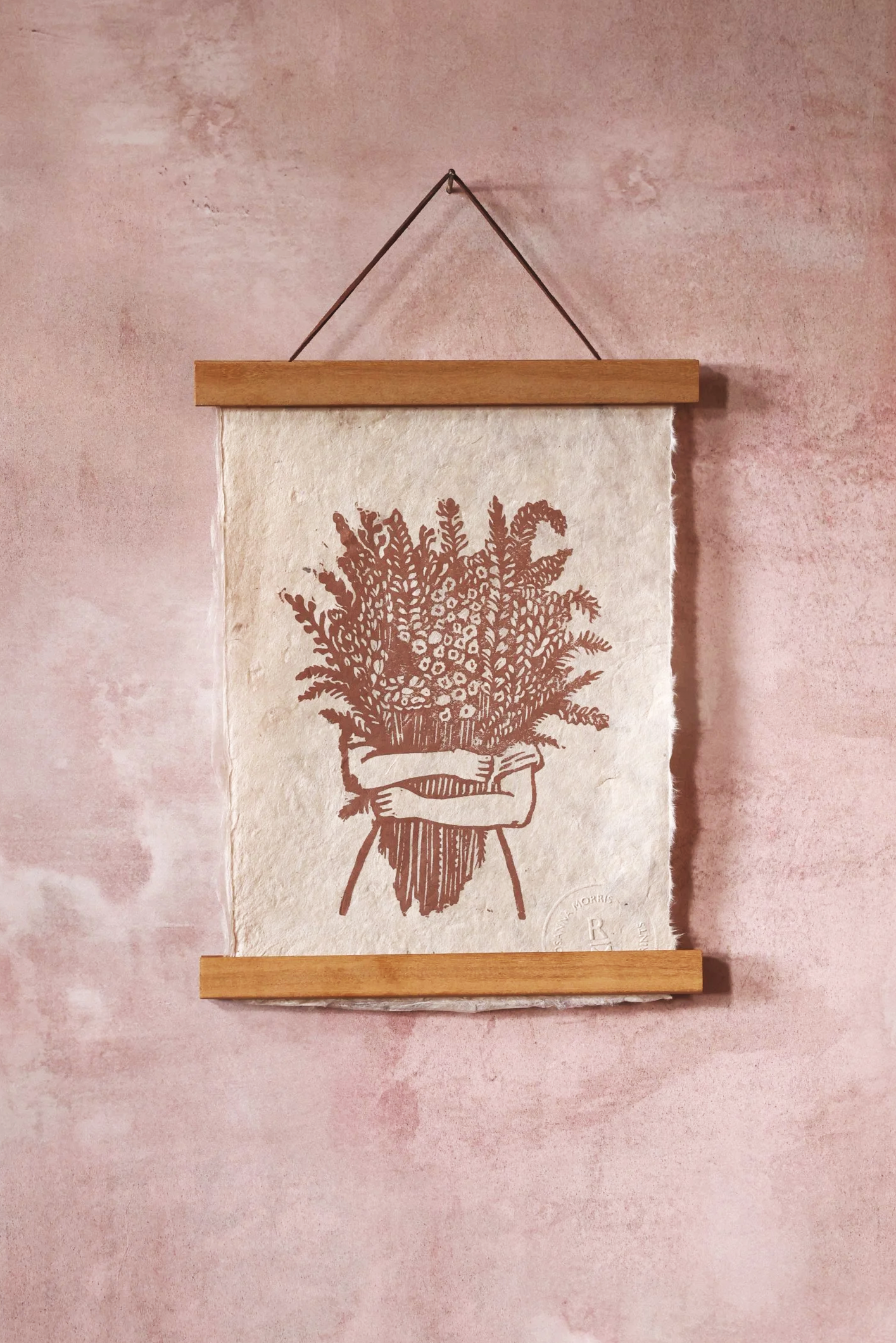 Lupins - Dusty Pink - Linocut Print