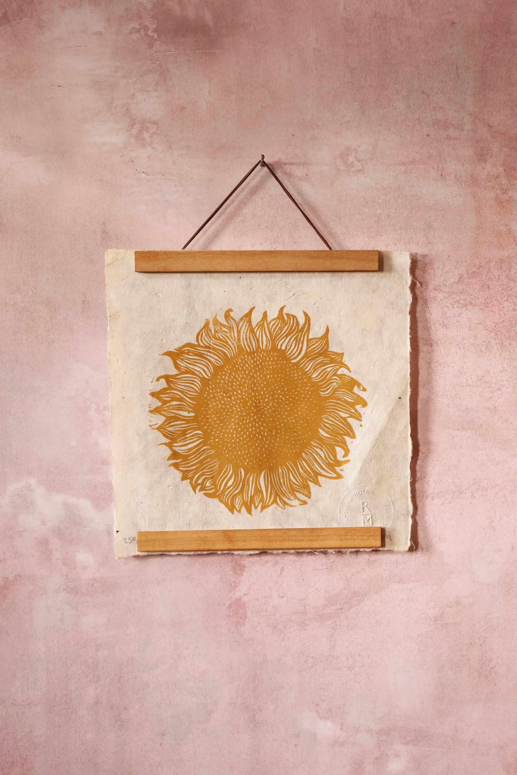 SUN - small ochre  - Linocut Print