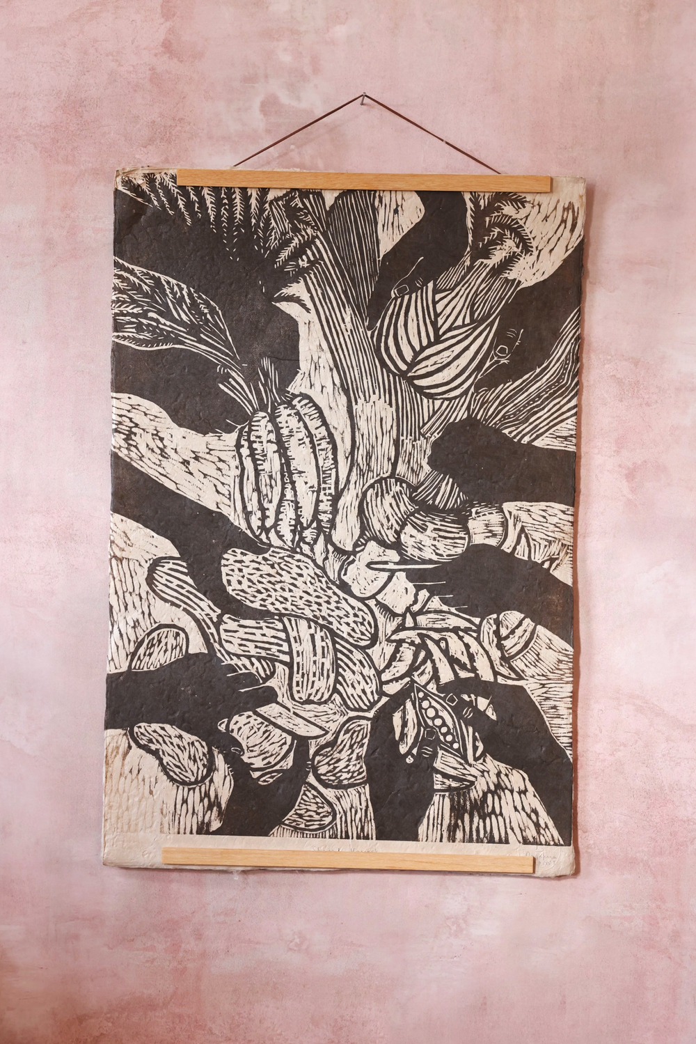 Shared Harvest - Dark brown - Woodcut Print — ROSANNA MORRIS