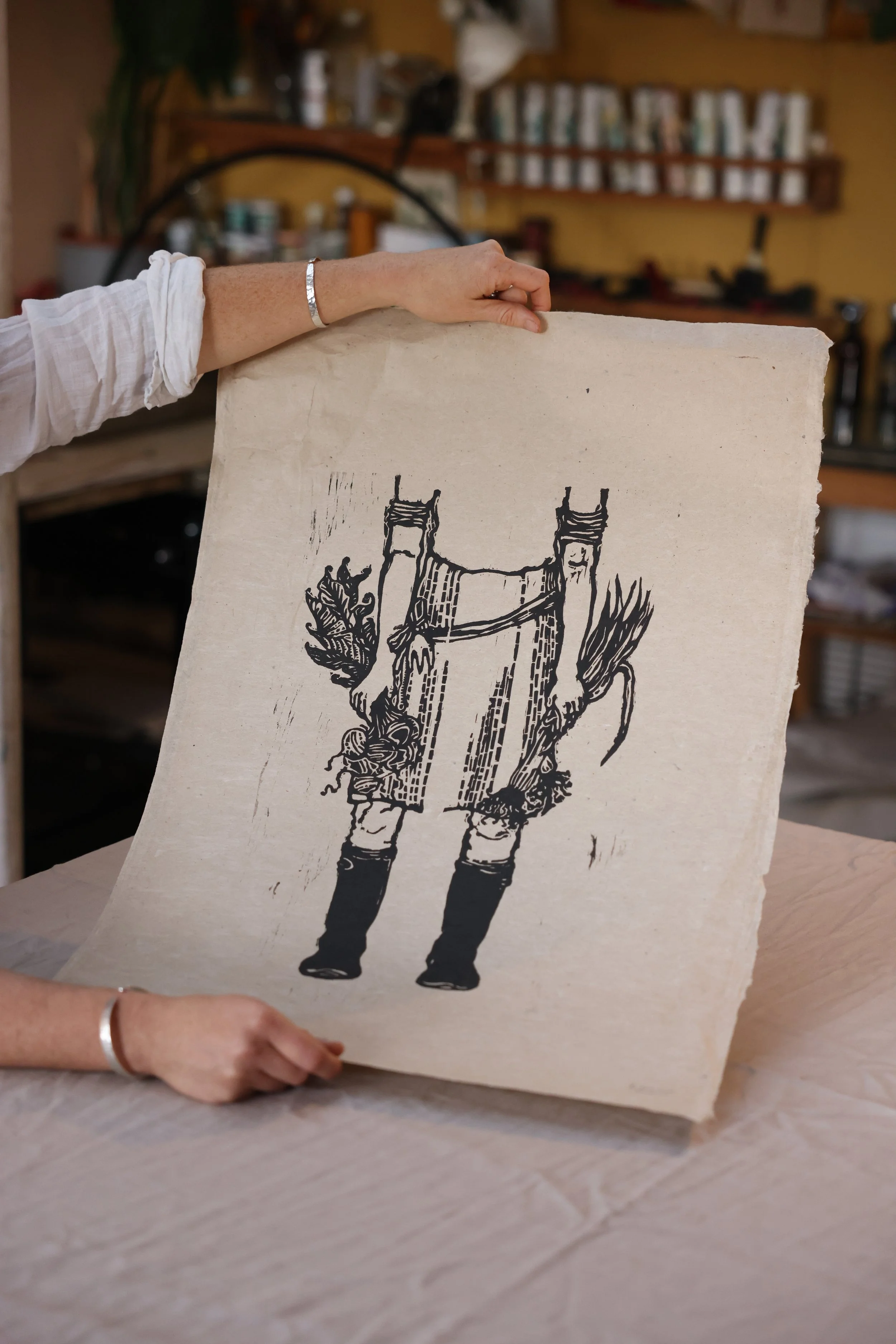 Boots - Woodcut Print