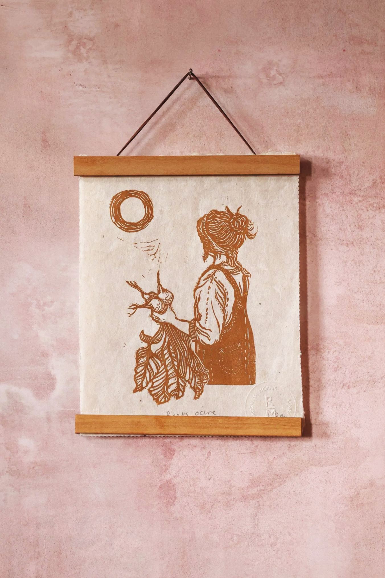 Beetroots - ochre brown - Linocut Print