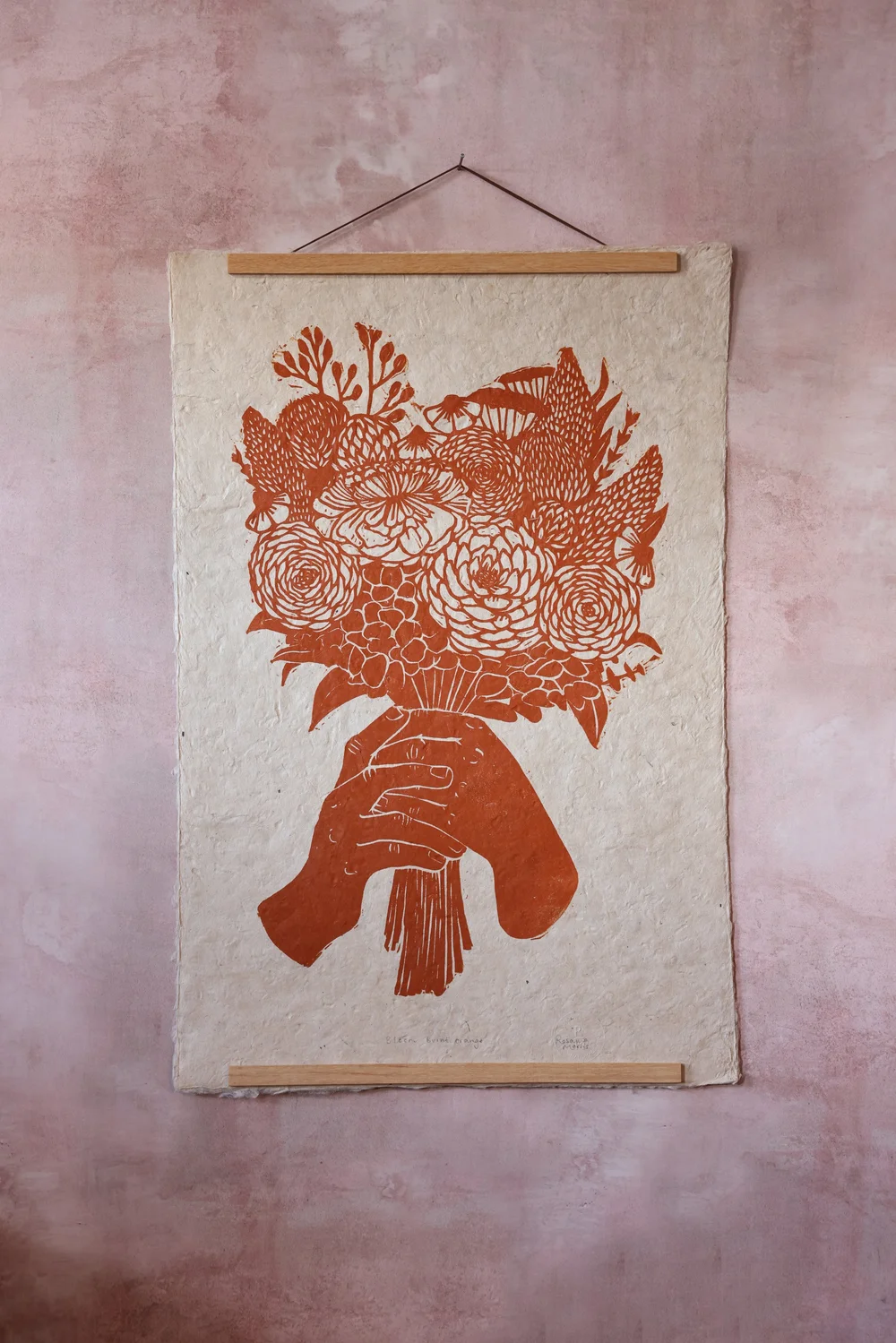 Bloom - Burnt Orange - Linocut Print — ROSANNA MORRIS