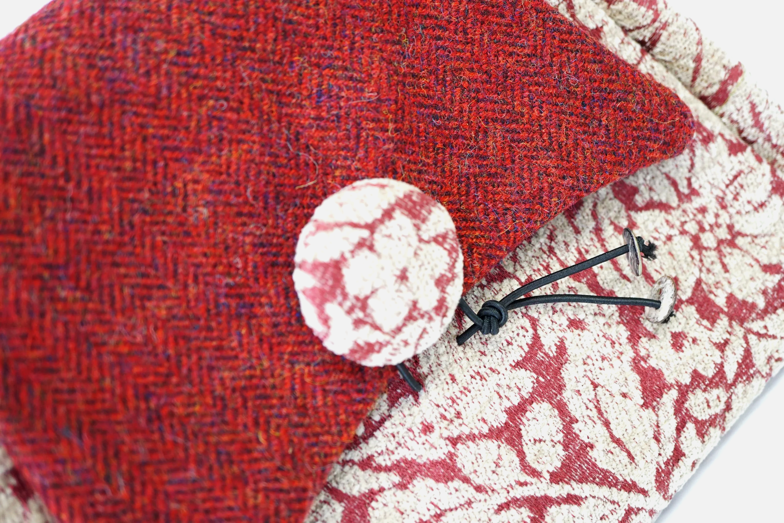 Red Shoulder Bag in brocade and tweed