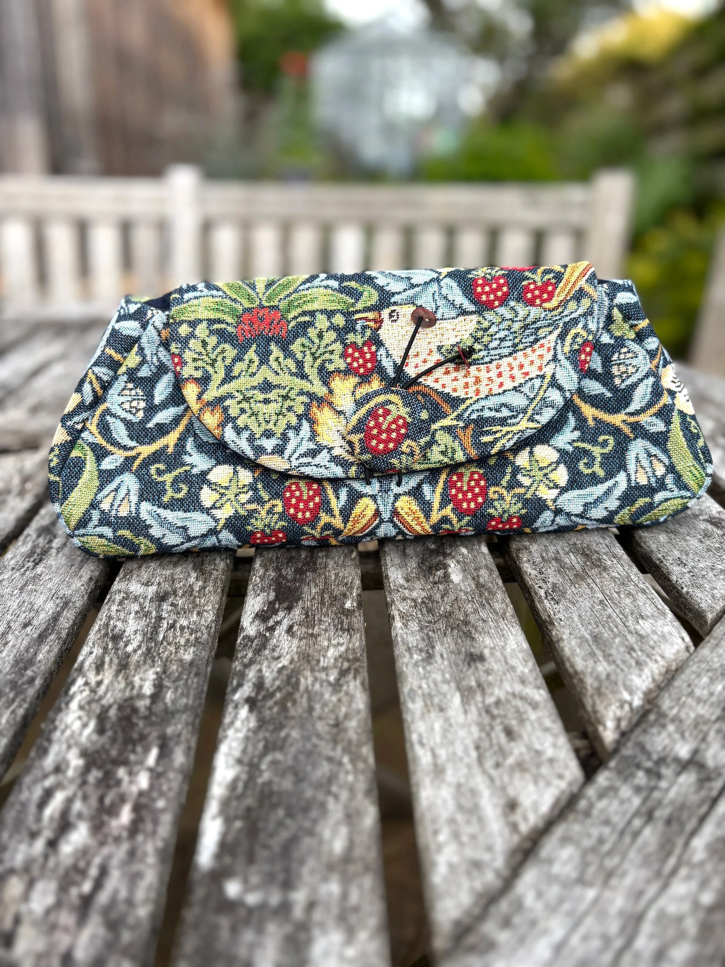 floral brocade clutch bag handmade by Julia Cunningham