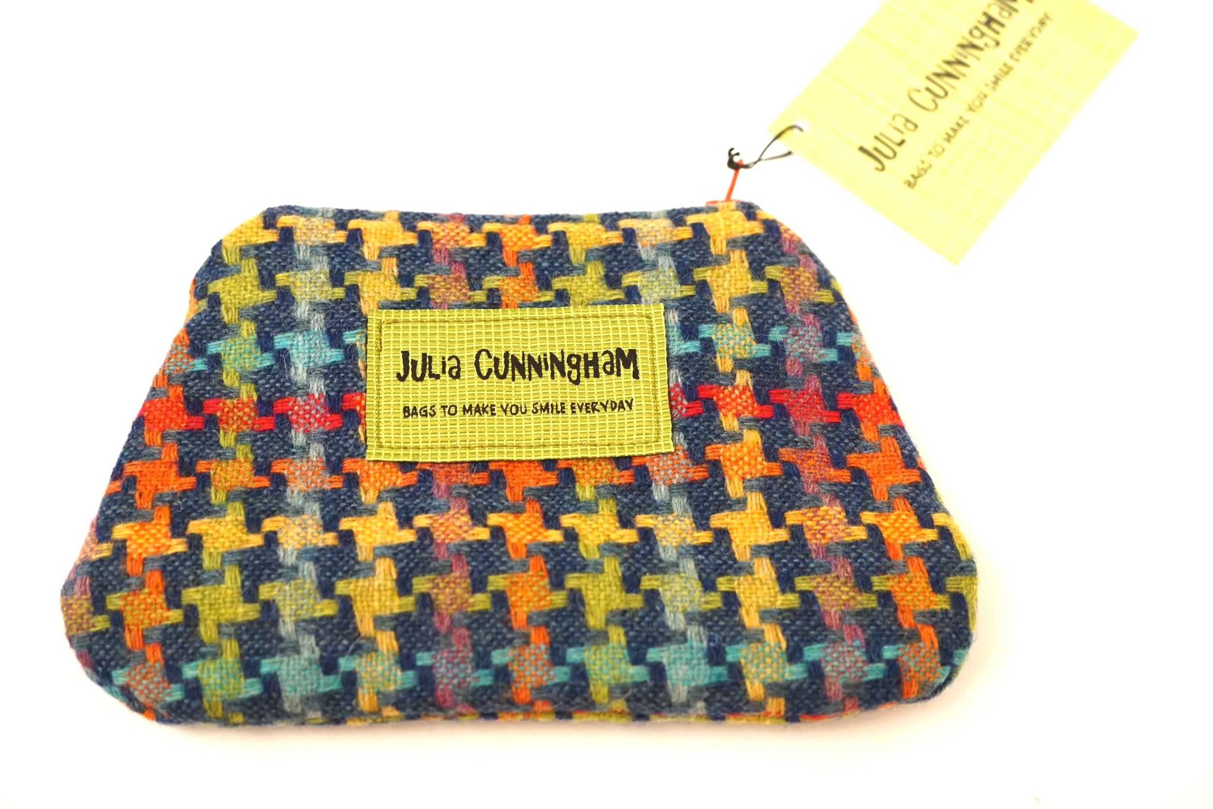 Multicolour wool tweed purse filled with lavender, handmade by Julia Cunningham