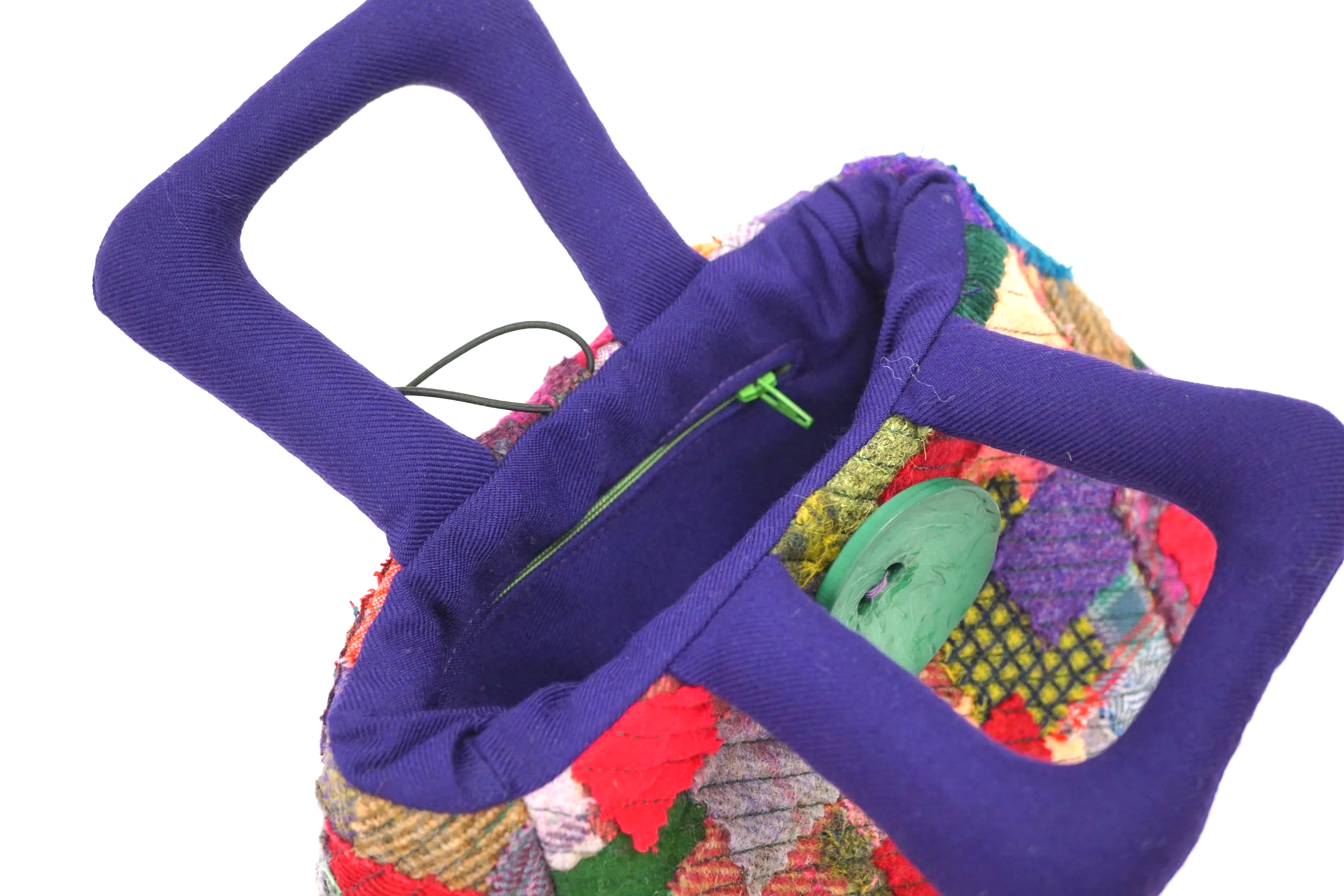 Muckle Fantoosh Scottish tweed handbag patchwork design handmade in the Scottish Borders by Julia Cunningham