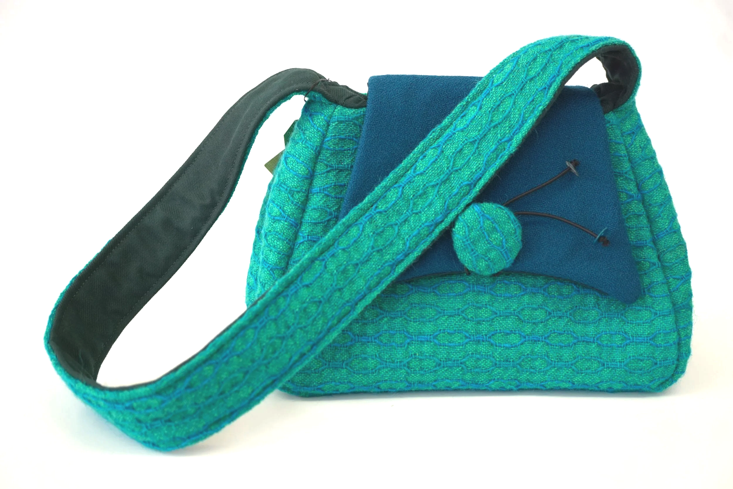 Green tweed shoulder bag
