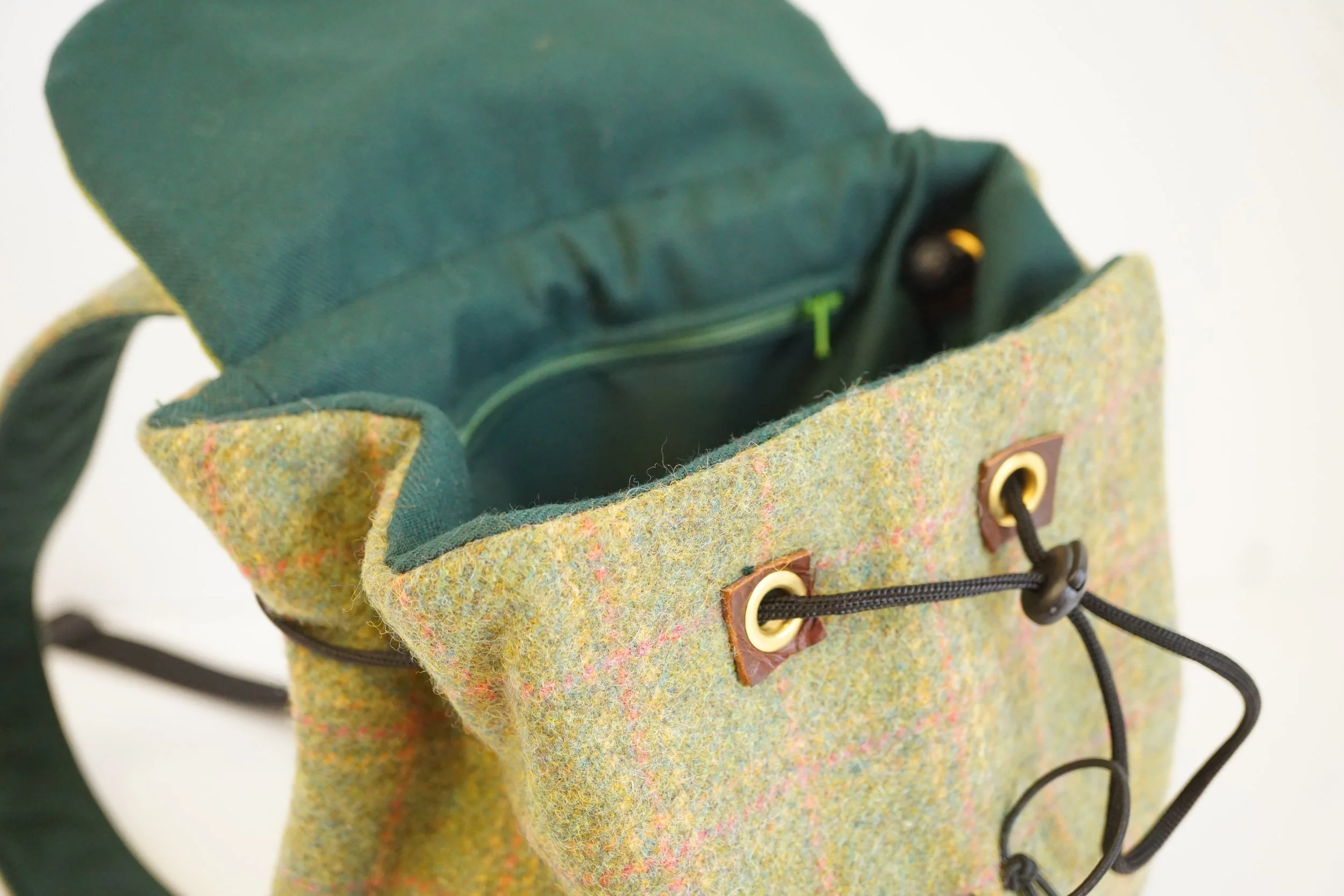 detail of green Julia Cunningham Rucksack