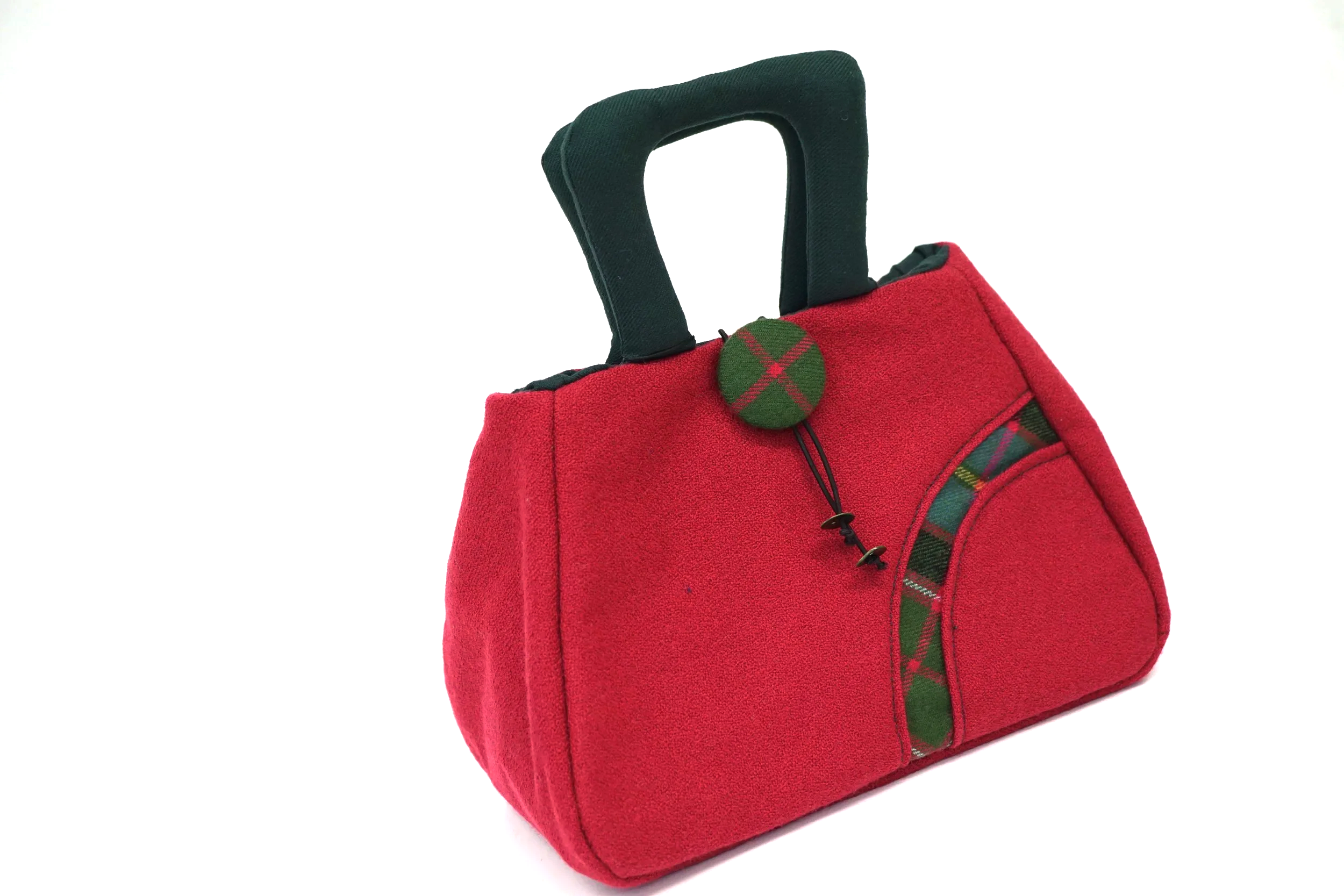 Tartan Muckle Fantoosh Scottish tweed handbag in pink Bute wool handmade by Julia Cunningham