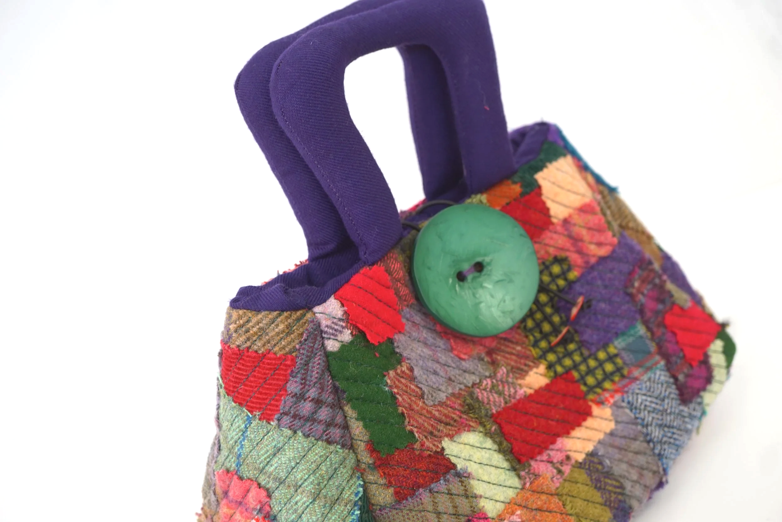 Muckle Fantoosh Scottish tweed handbag patchwork design handmade in the Scottish Borders by Julia Cunningham
