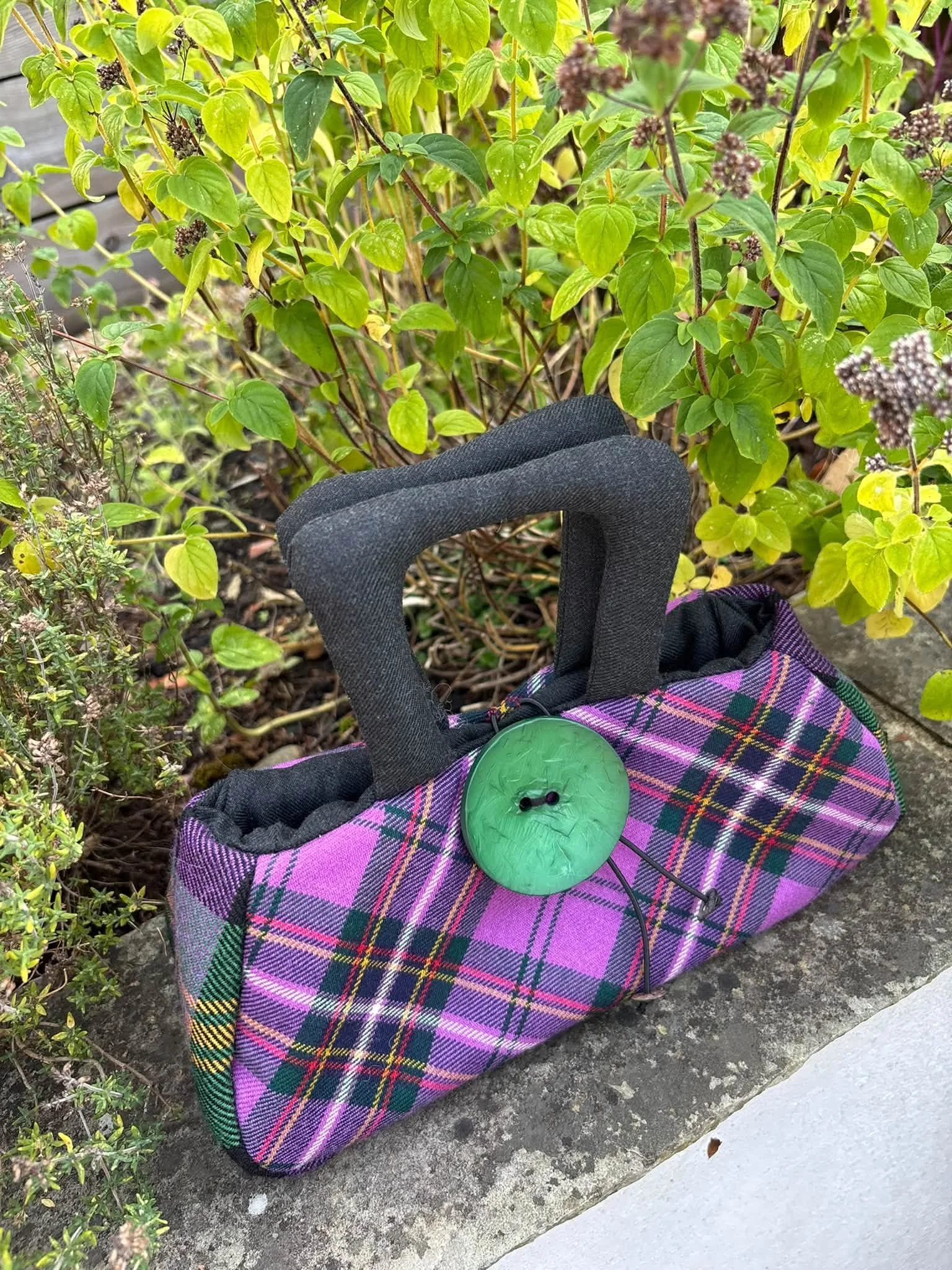 Scottish wool tartan handbag handmade by Julia Cunningham
