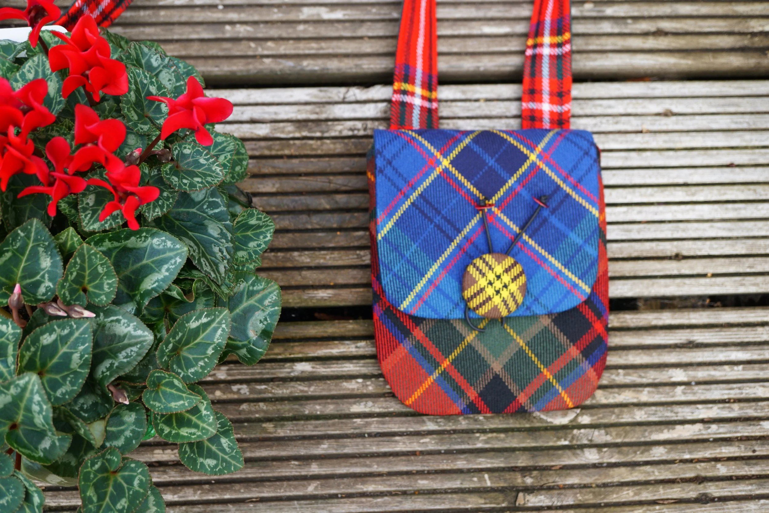Crossbody phone bag- Mixed Tartan