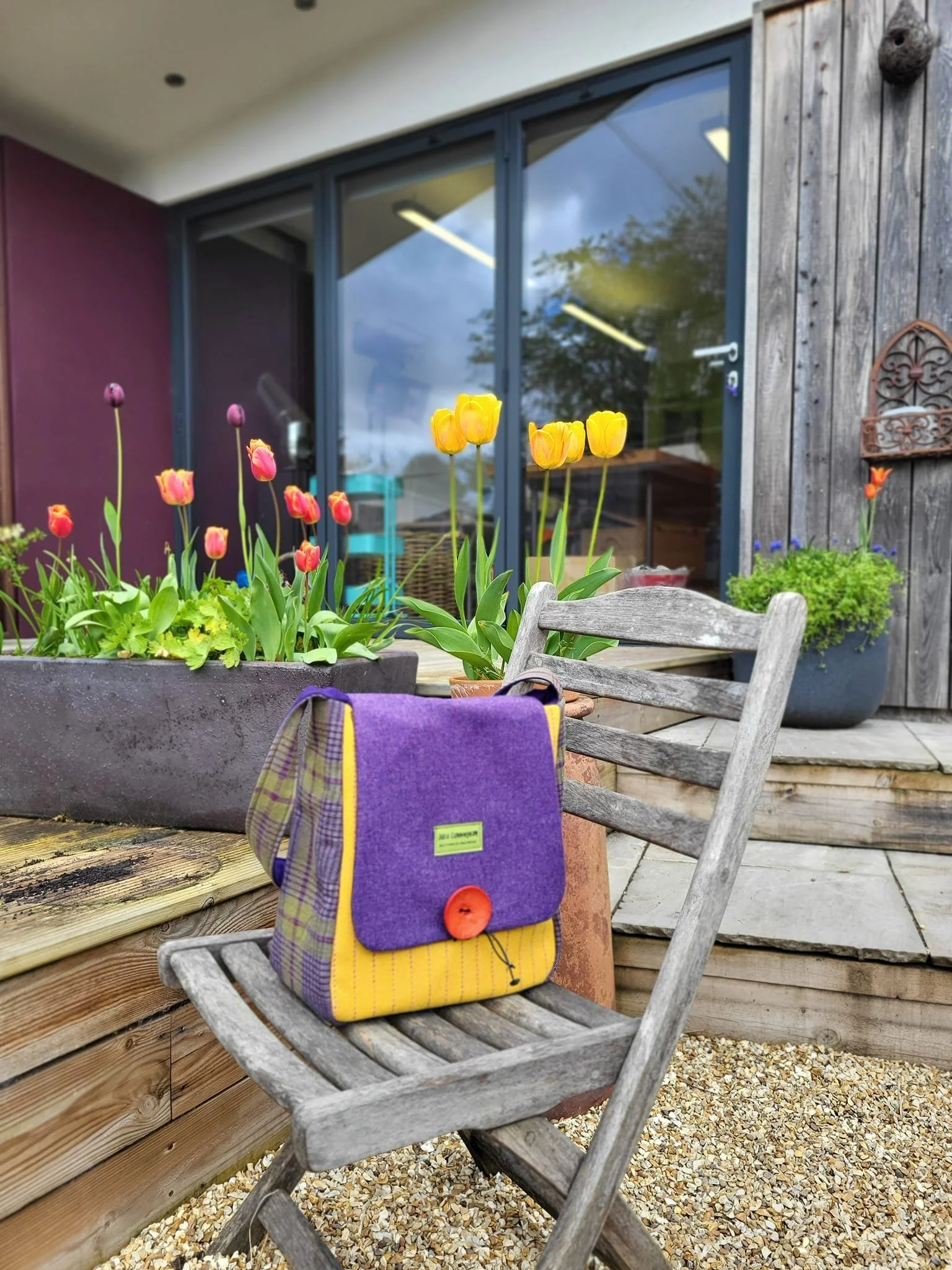 Funky extra large tweed shoulder bag handmade in scotland