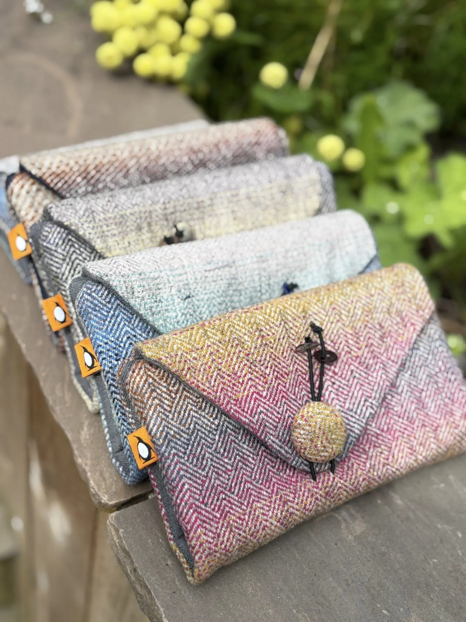 handmade clutch bags in Bluff Cove Tweed