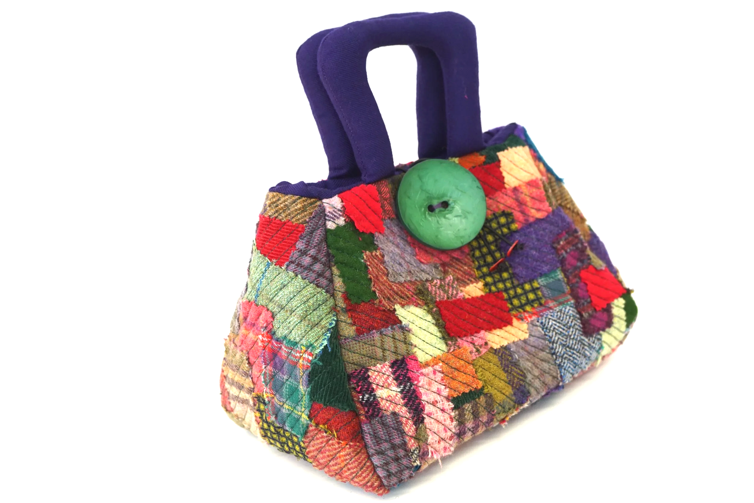 Muckle Fantoosh Scottish tweed handbag patchwork design handmade in the Scottish Borders by Julia Cunningham