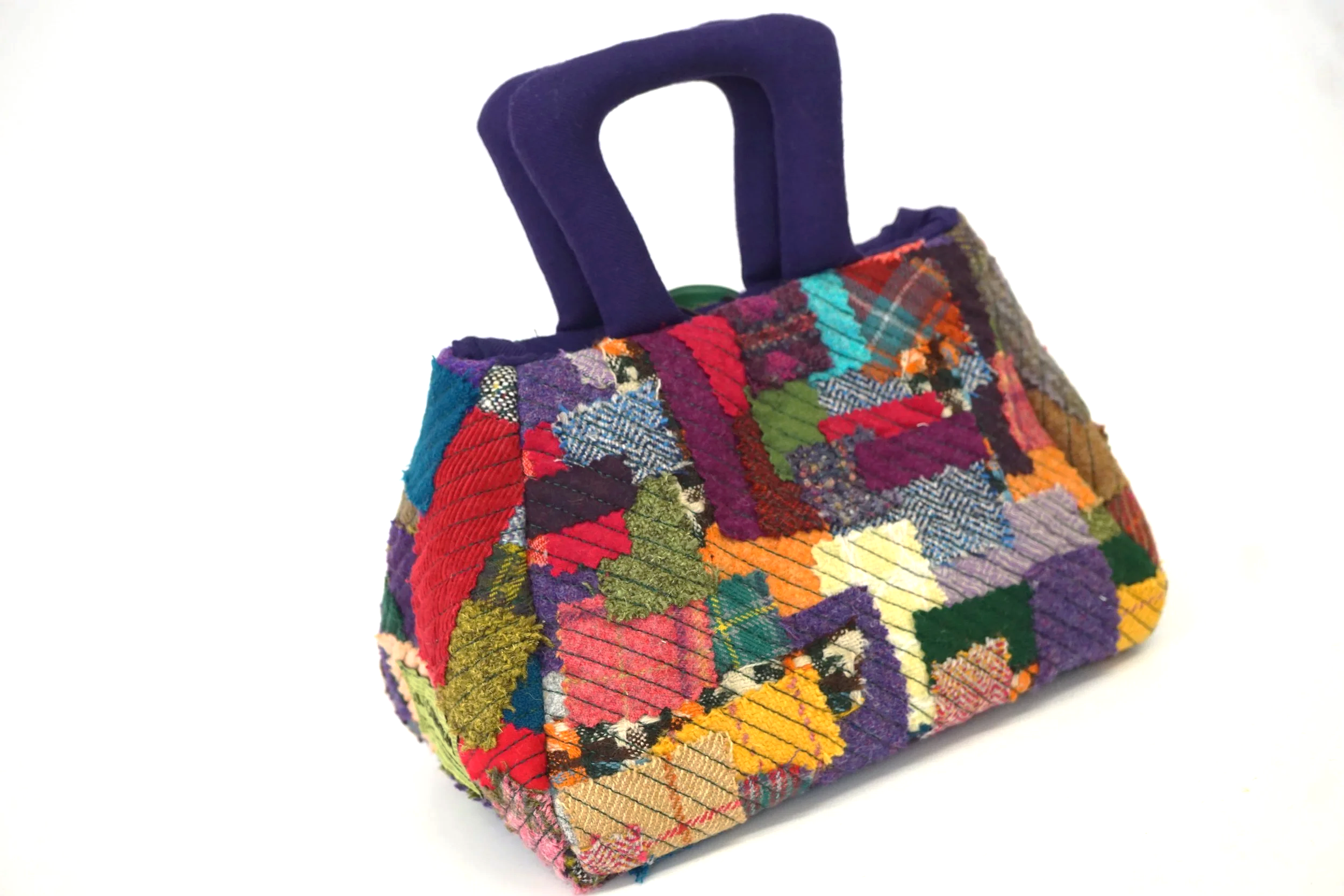 Muckle Fantoosh Scottish tweed handbag patchwork design handmade in the Scottish Borders by Julia Cunningham