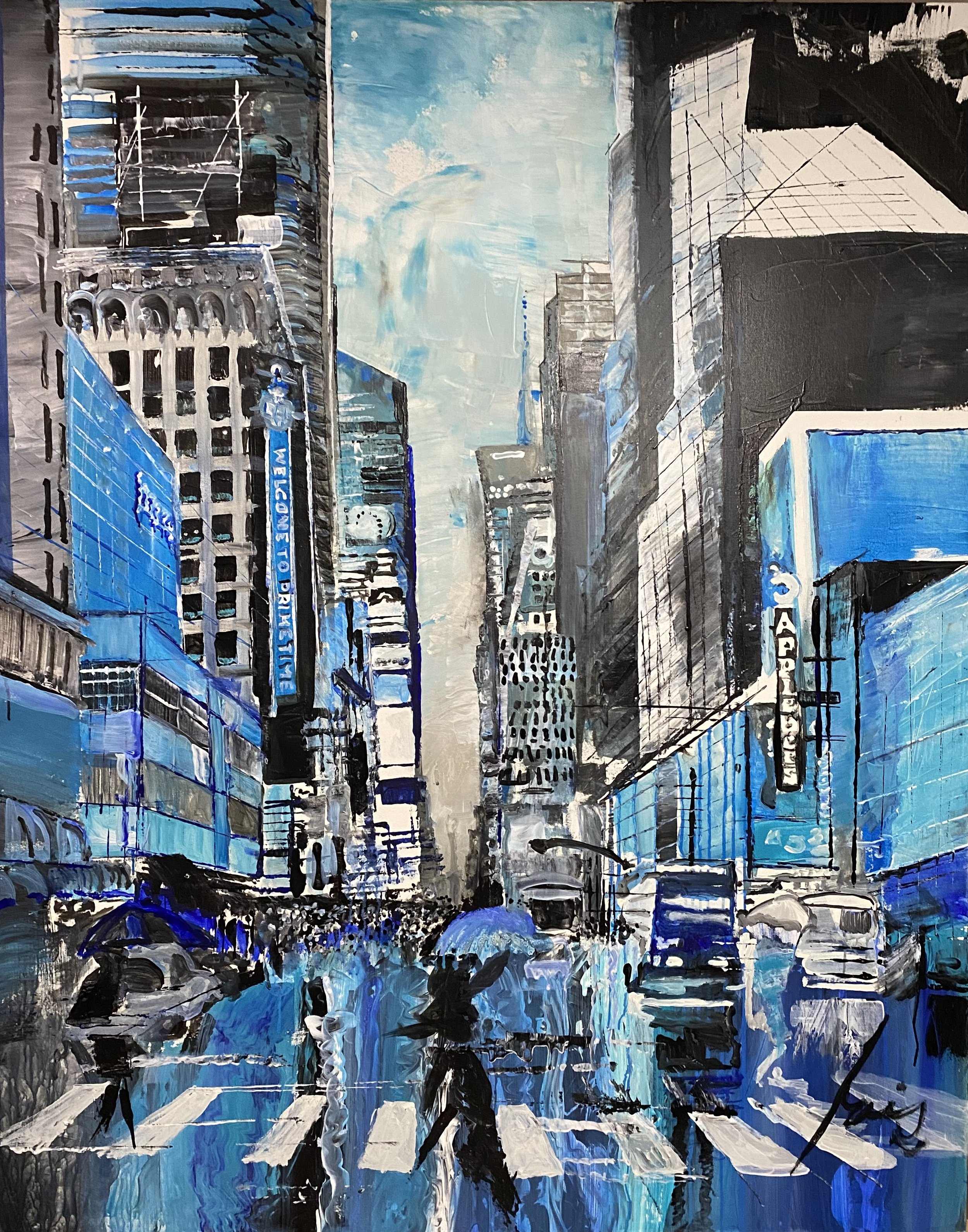 New york in Blue 60 x 48 acrylique sur toile 2023.JPG