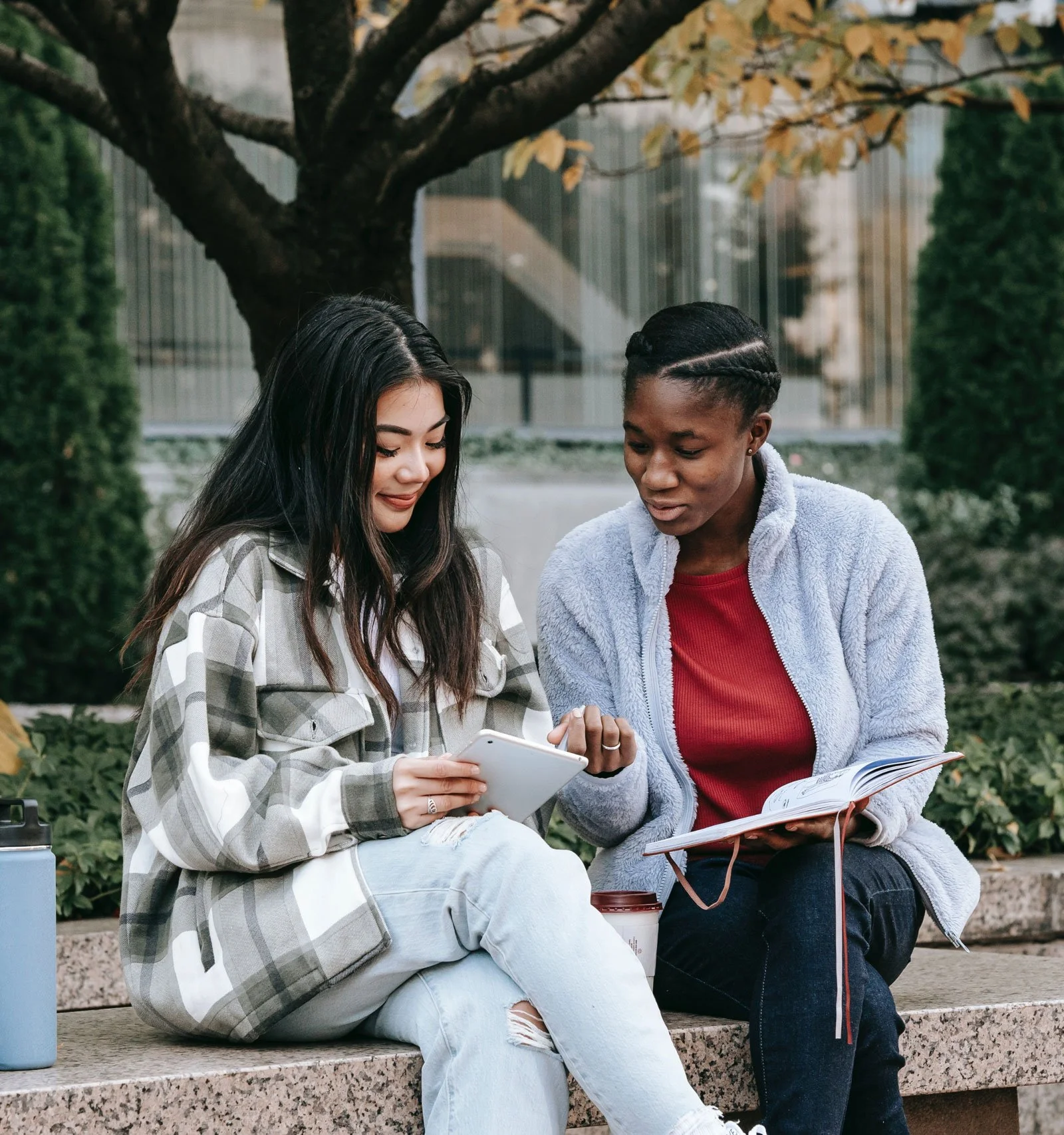 Students exploring scholarship opportunities for college