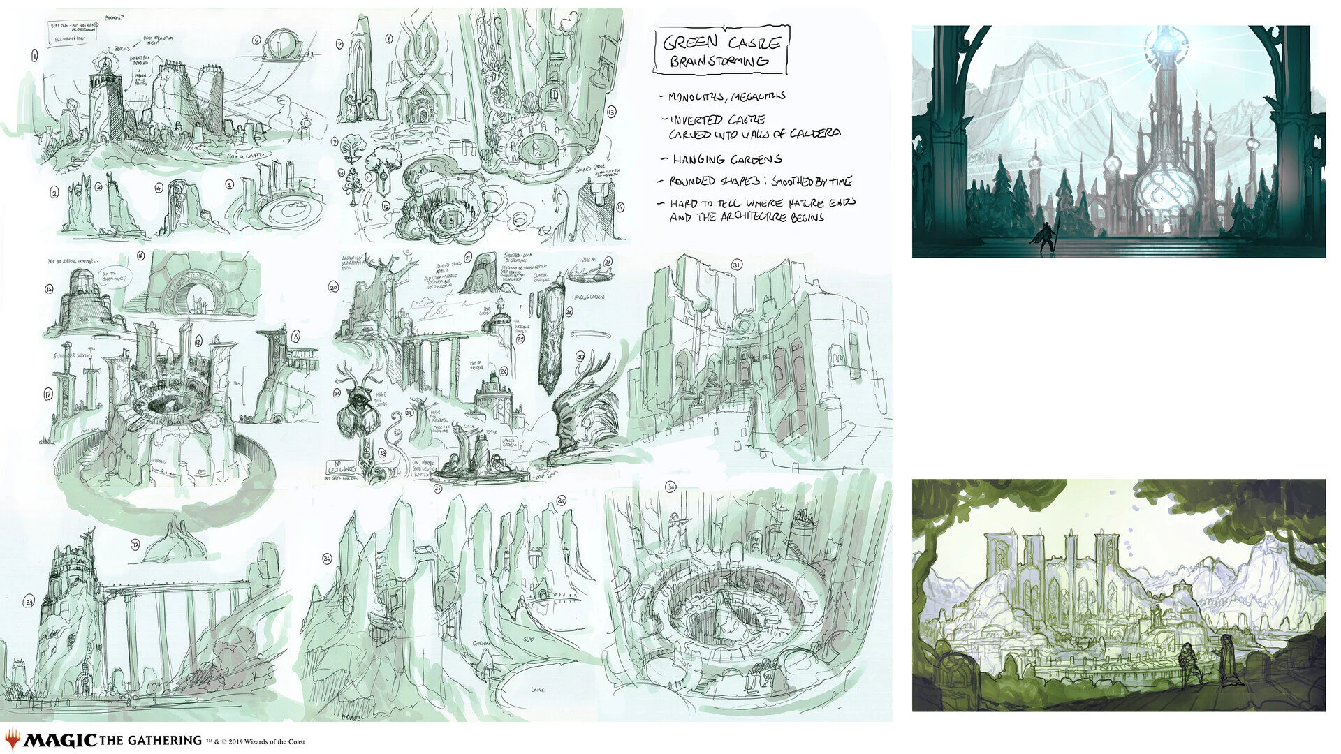 Early Castle Garenbrig (“green castle”) brainstorming - Art by Nick Southam