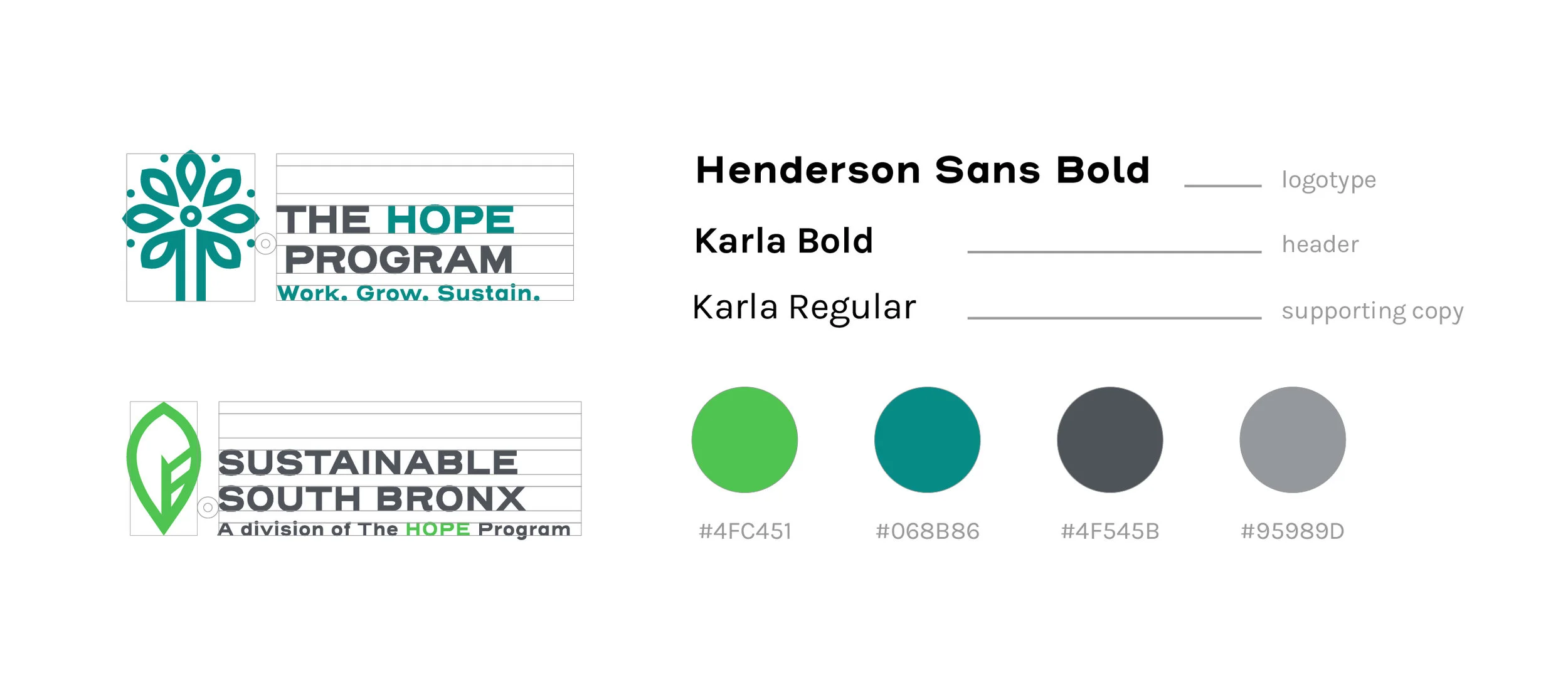  The HOPE Program logo’s shape and florets reminds people of how a flower grows or a tree spreads its branches to provide shelter for the community below in the same way that Sustainable South Bronx and The HOPE Program provide a holistic service to 