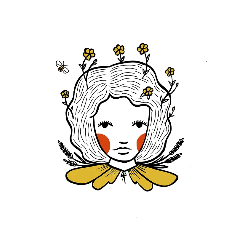 custom honey bee girl tattoo design by em randall