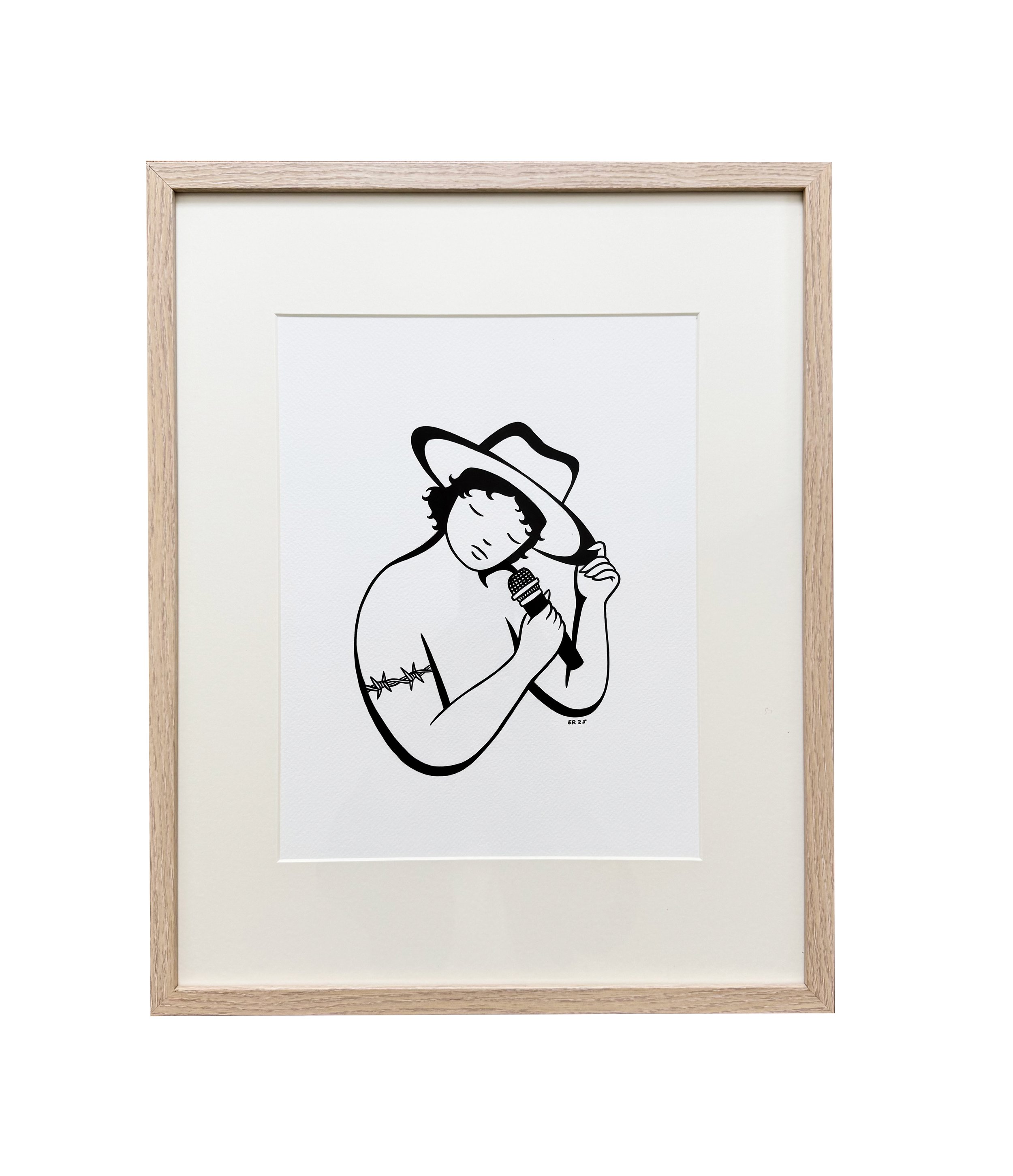 Em Randall - original painting - cowboy karaoke - framed.jpg