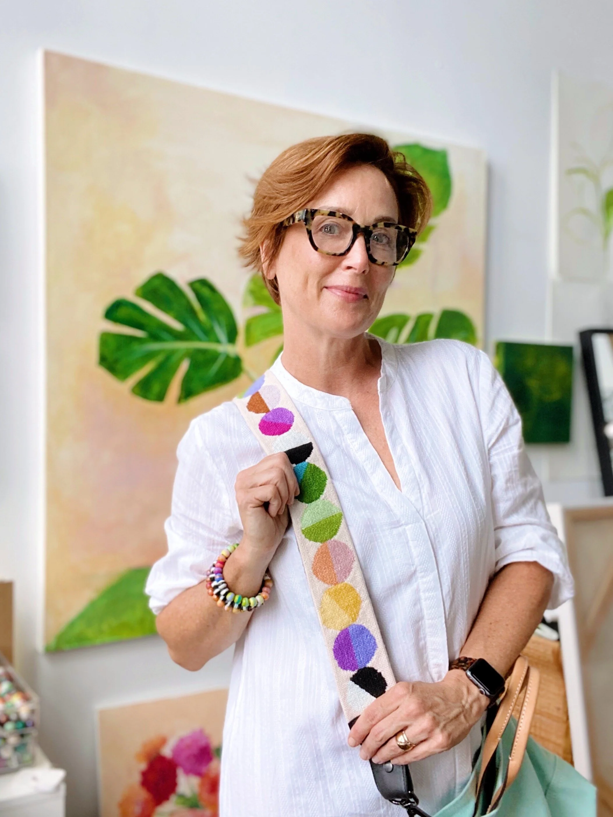 hand painted needlepoint bag strap canvas — elizabeth crane swartz designs