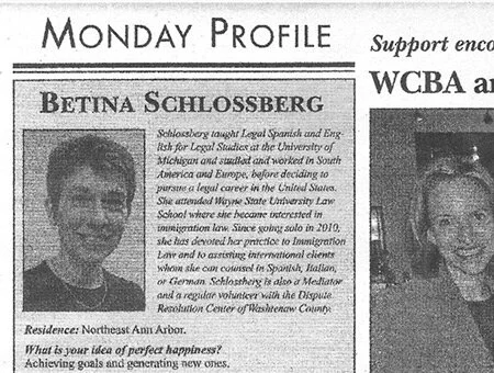 Betina Schlossberg is the Legal News Monday Profile
