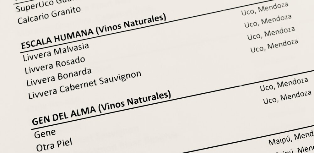 Natural wines are clearly indicated