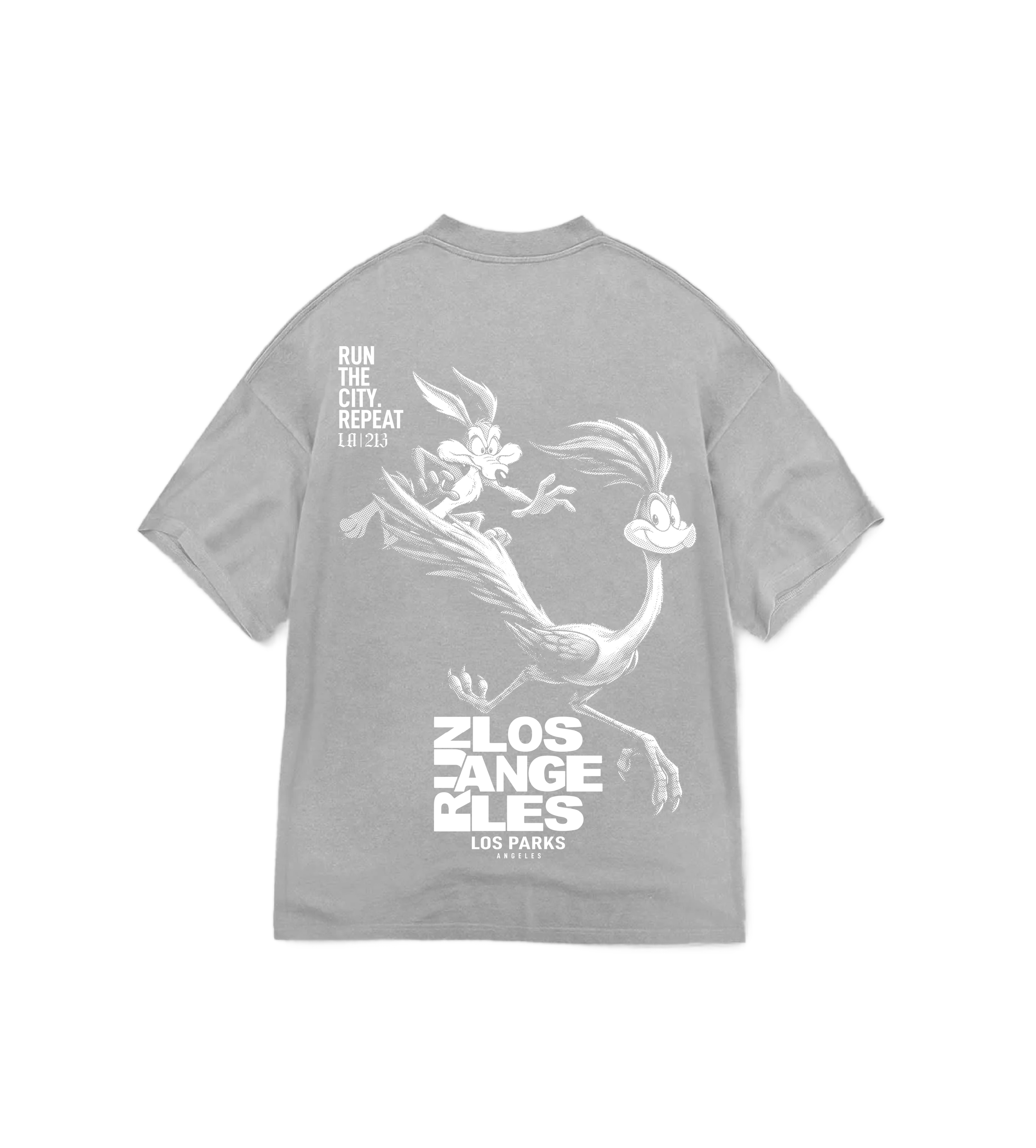 RUN LOS ANGELES  Stone Gray Tee - Back .png