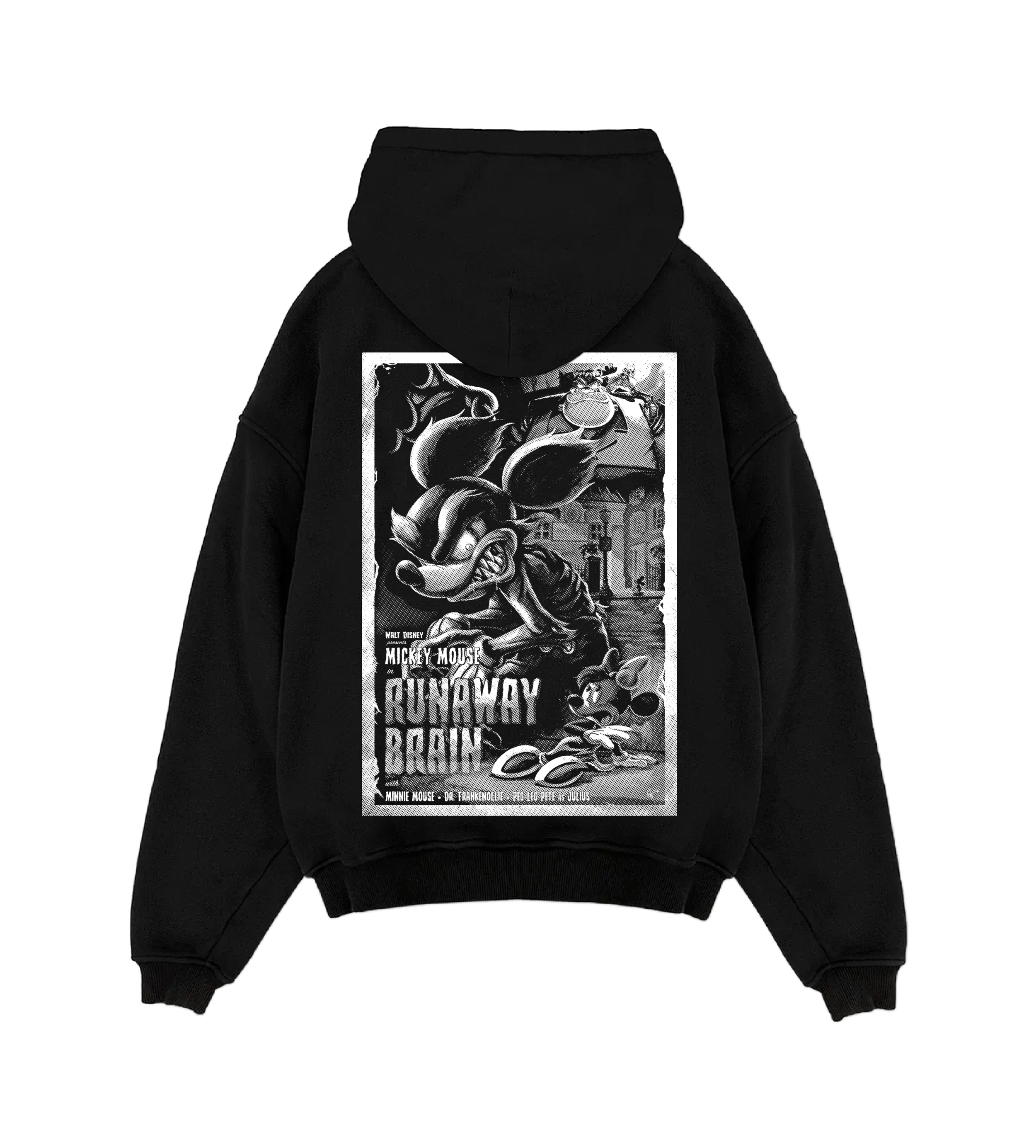 RUNAWAY BRAIN   - Black Hoodie Back .png