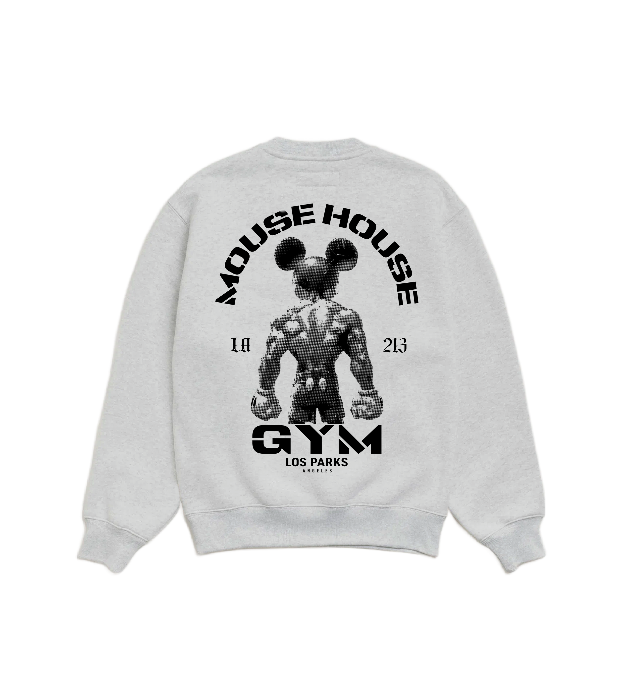 Mouse House Gym Heather Gray Crew Back .png