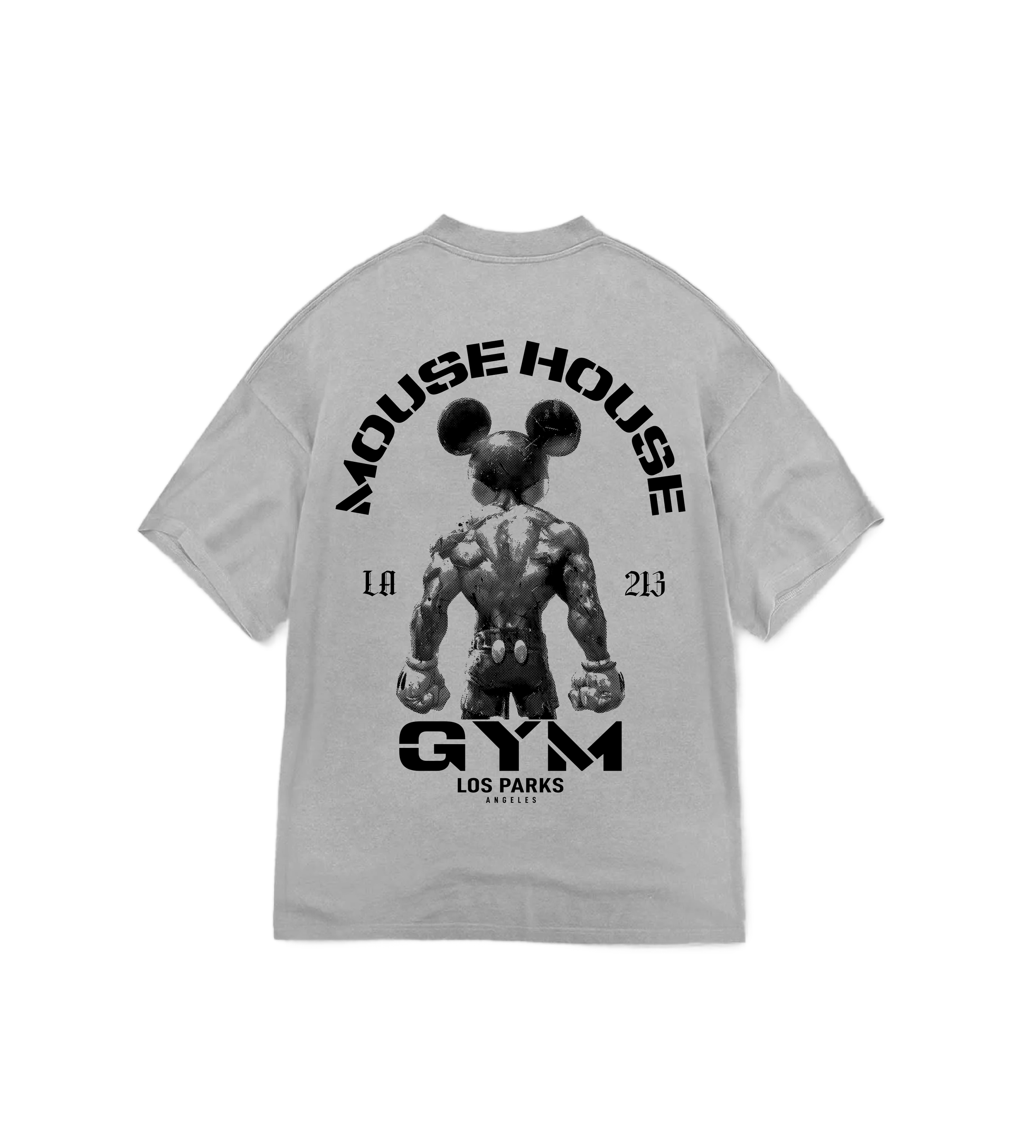 Mouse House Gym Stone Gray Tee - Back .png