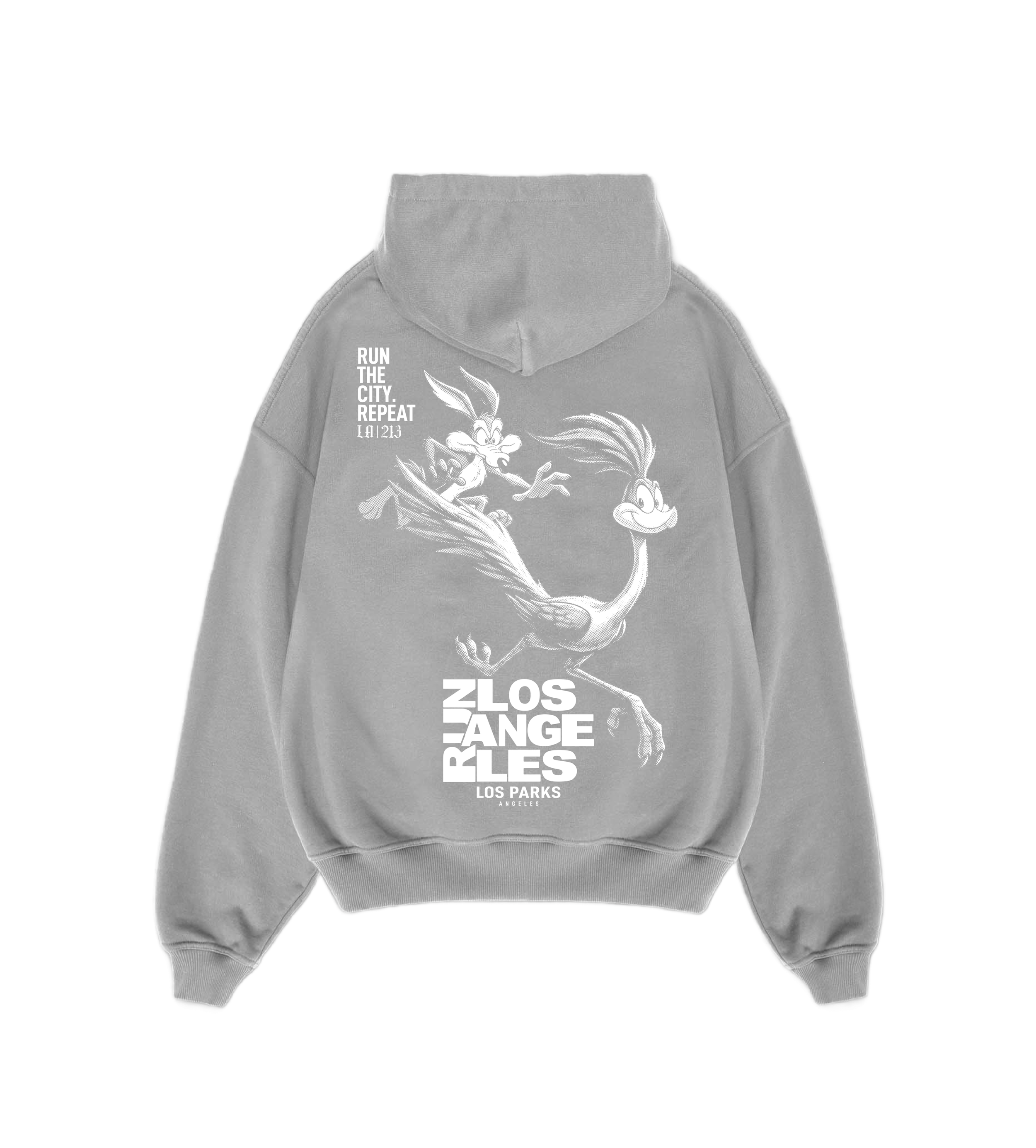 Run Los Angeles Stone Gray Hoodie Back .png
