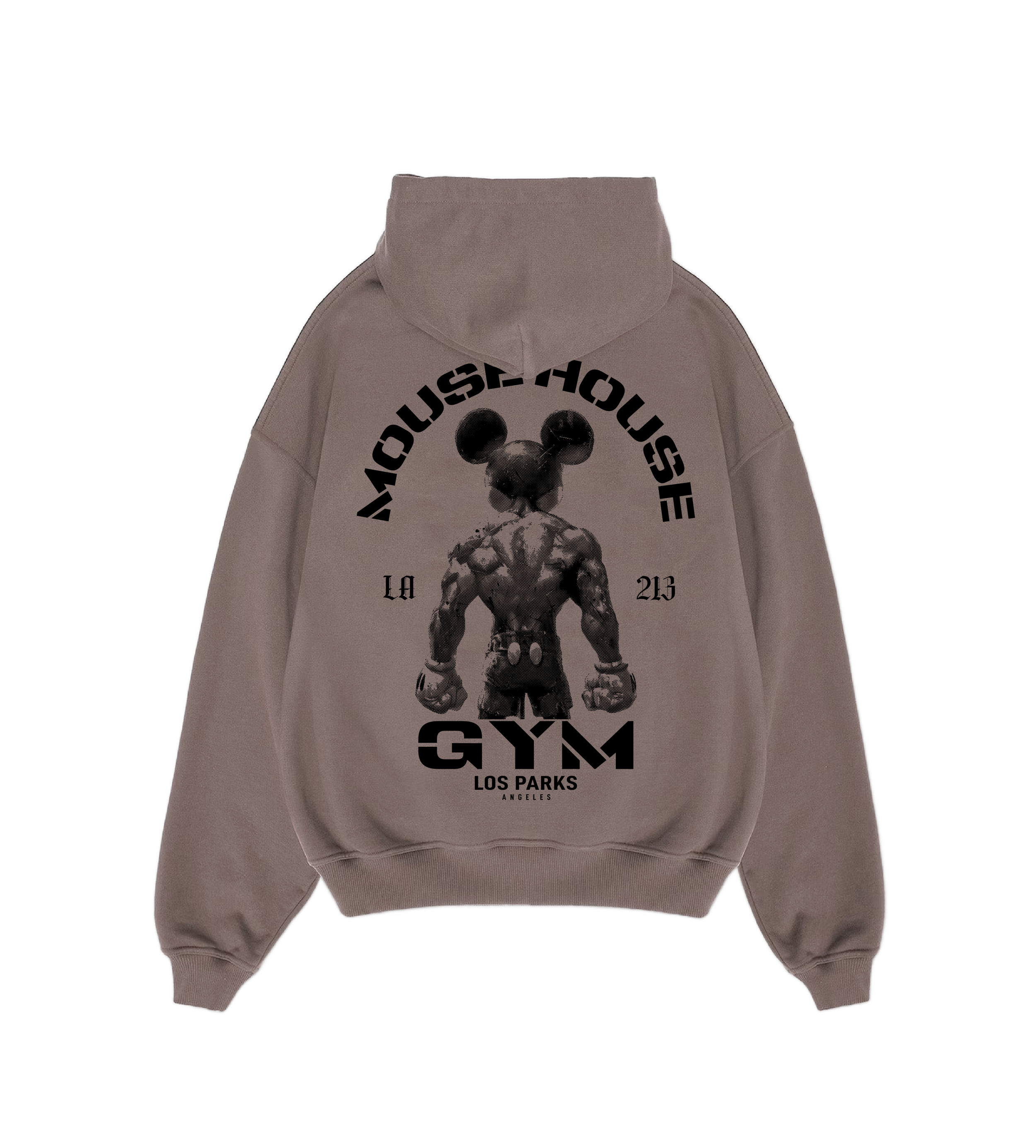 Mouse House Gym Stone Mocha Hoodie Back .png
