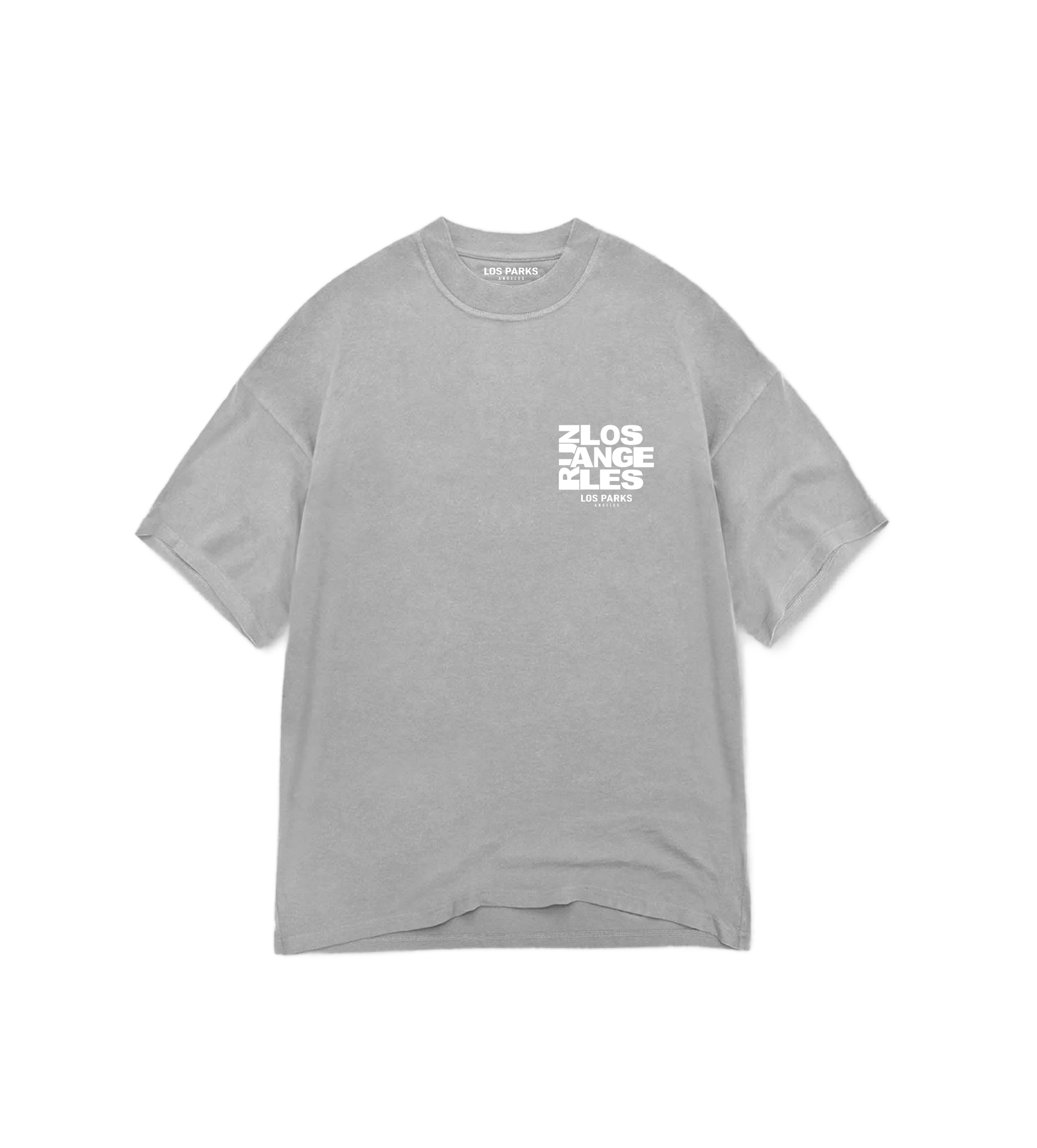 RUN LOS ANGELES Stone Gray Tee - Front  .png