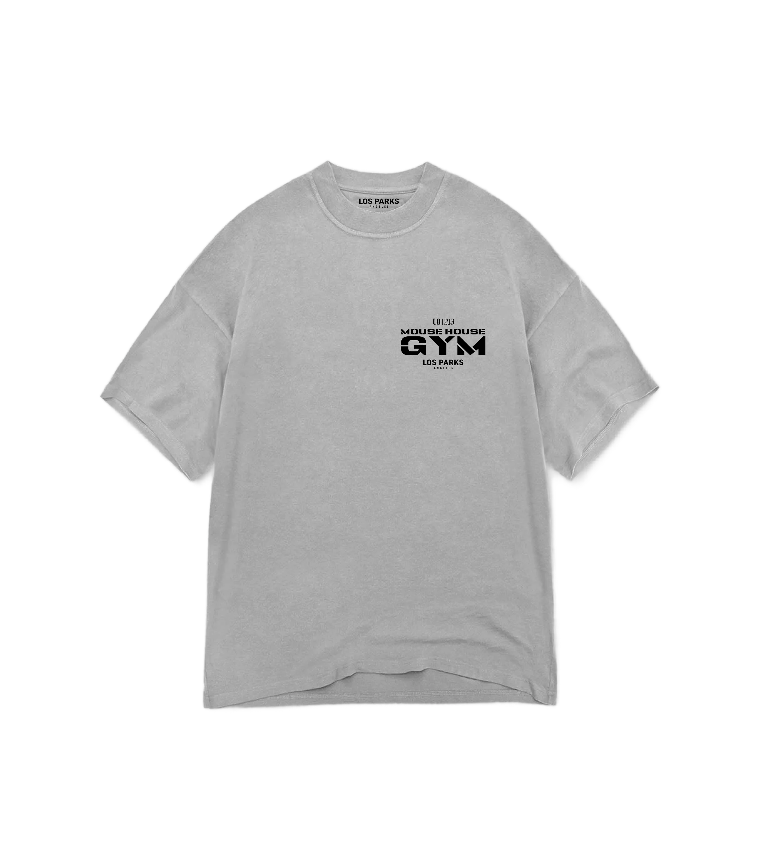 Mouse House Gym Stone Gray Tee - Front .png