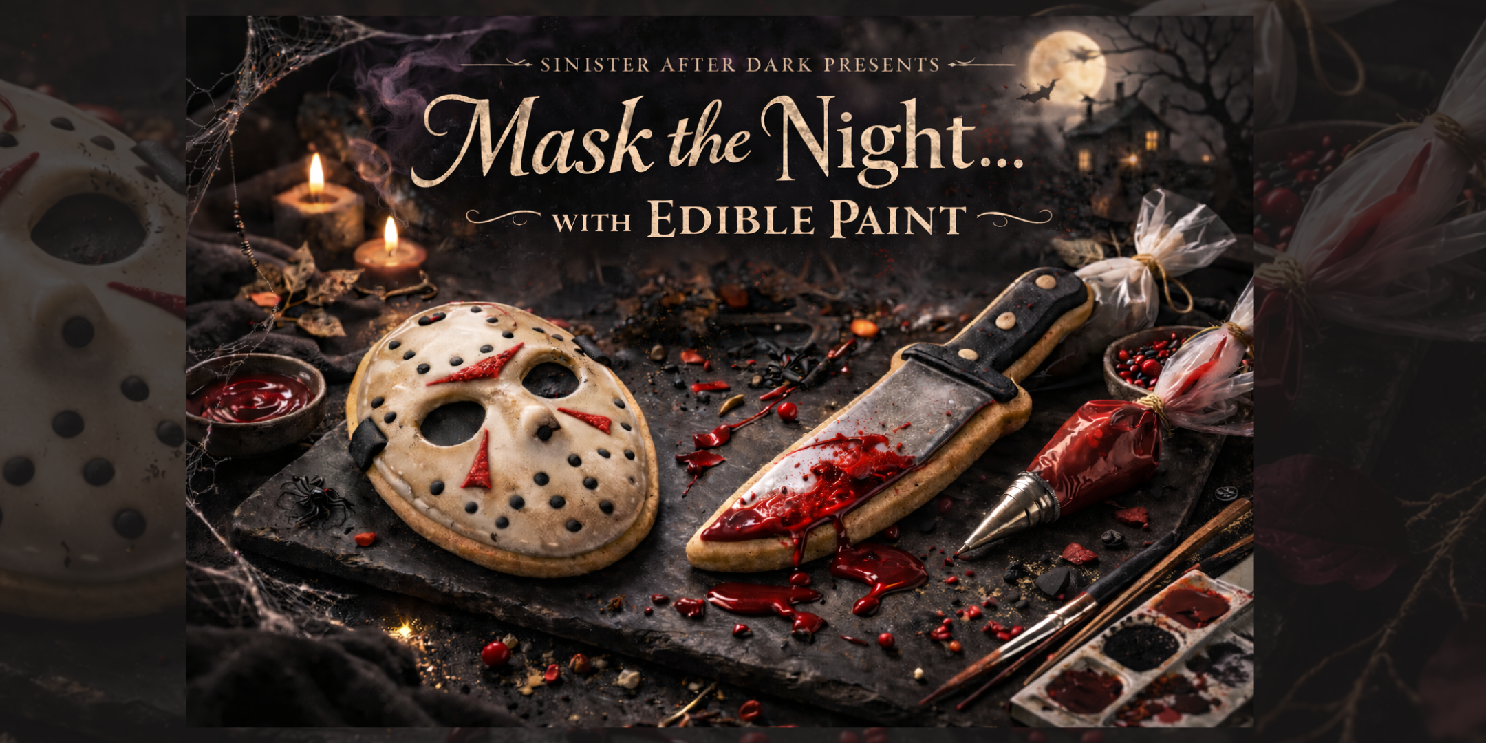 mask the night cookie decorating promotional event night image.