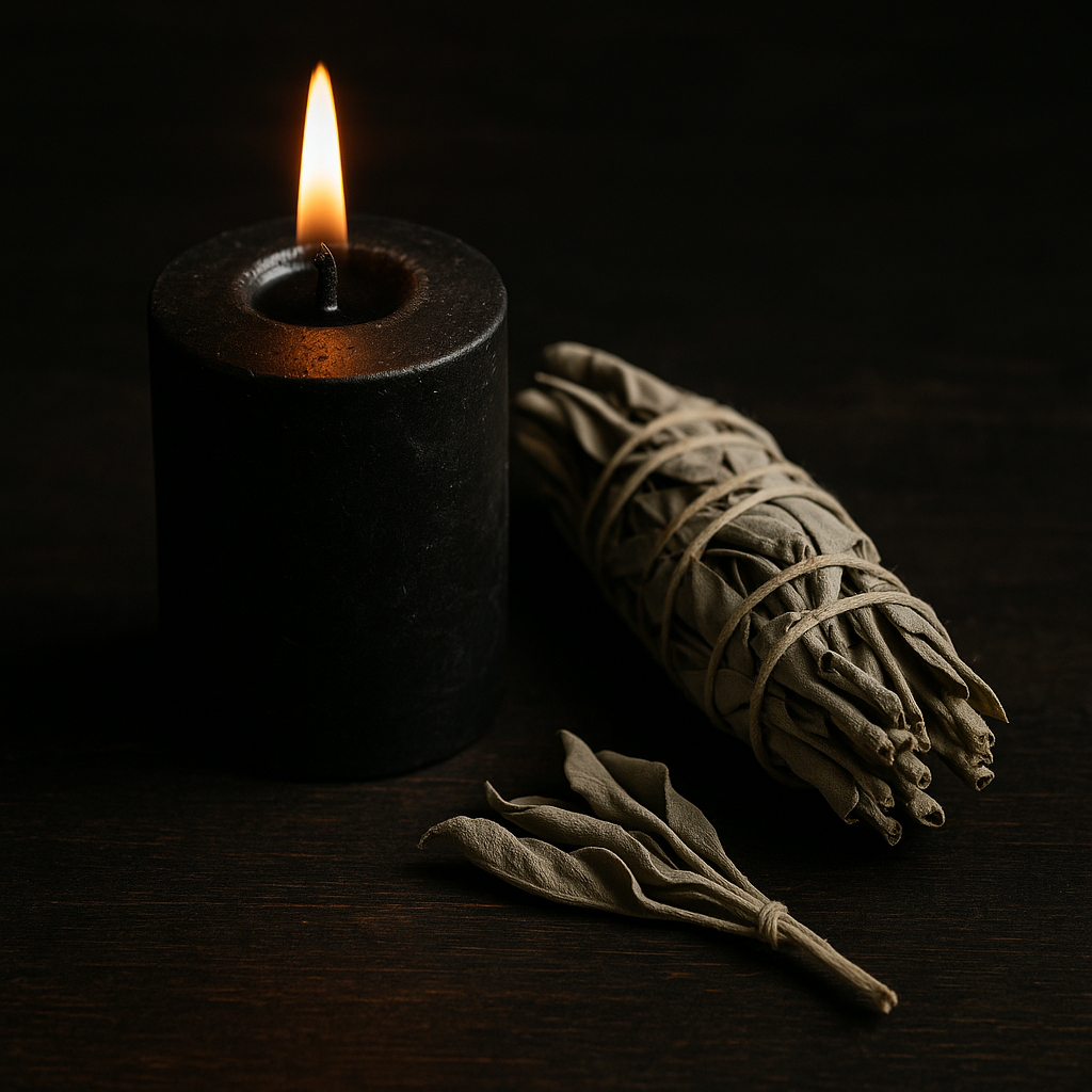 Black Candle rituals provide protection with sage