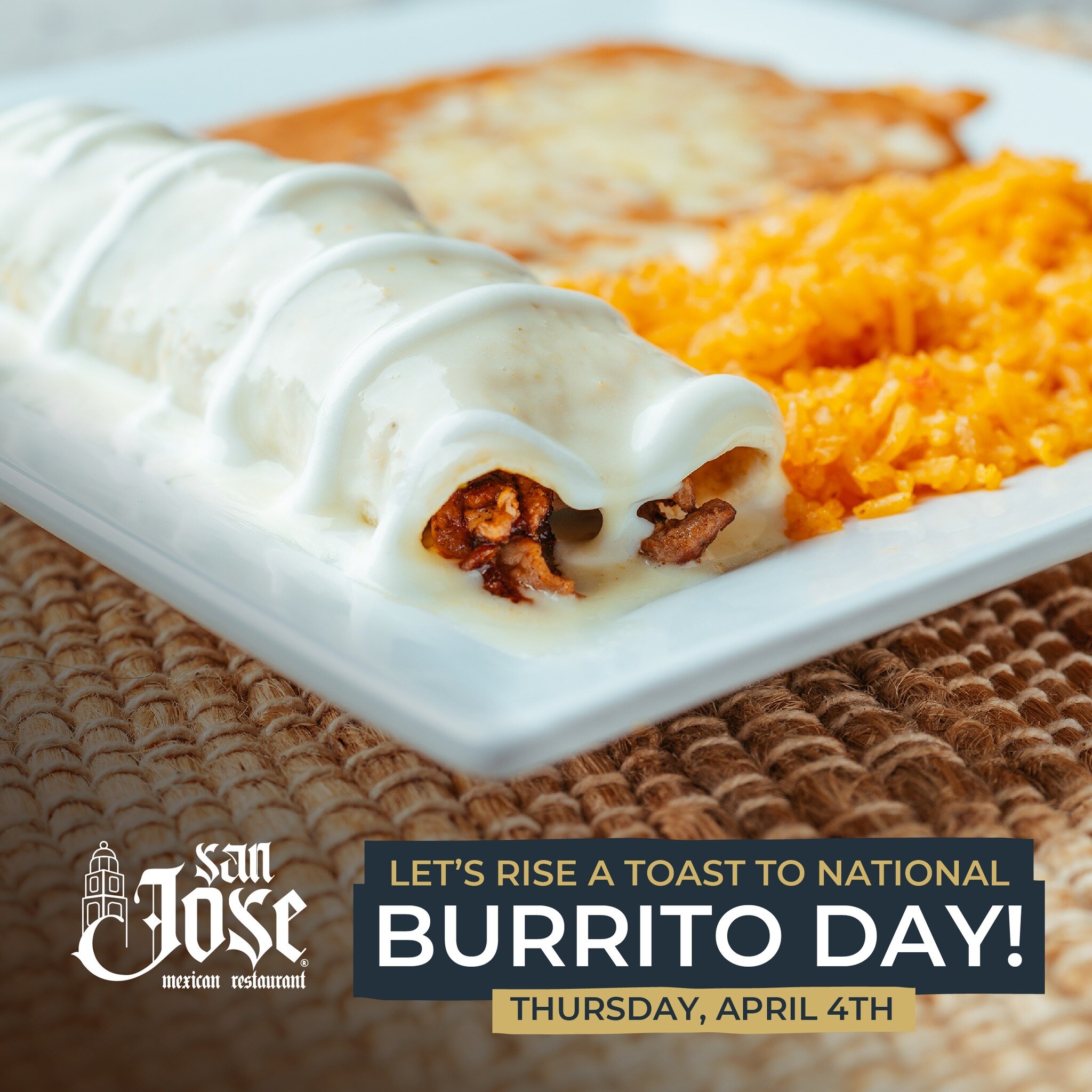 Got plans this Thursday? 😉🌯 Don't miss out on the fun and Come Celebrate National Burrito Day at San Jose! 💥

#sanjosenc #whitevillenc #zebulonnc #elizabethtownnc #shallottenc #mexicanfood #burritoday #nationalburritoday #burrito #burritolovers #b