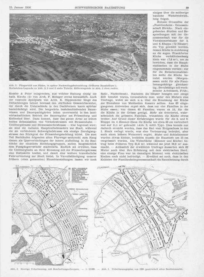 Die weitere städtebauliche Entwicklung des Quartiers Friesenberg: Bebauung Mitte der 1930er Jahre und Bebauungsplan von 1920.