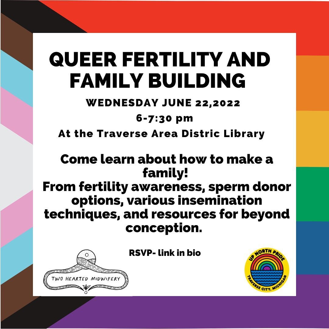 Thinking about starting a family? Come hang! 

Free event but limited space so please register- link in bio. 

#queerfertility #queerpregnancy #queermidwife #upnorthpride #fertilityawareness #spermdonor