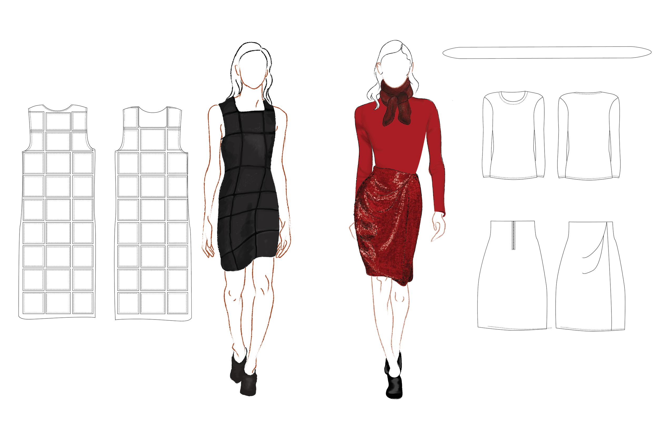 Zac Posen Look 3 and Look 4 and Technical Drawings