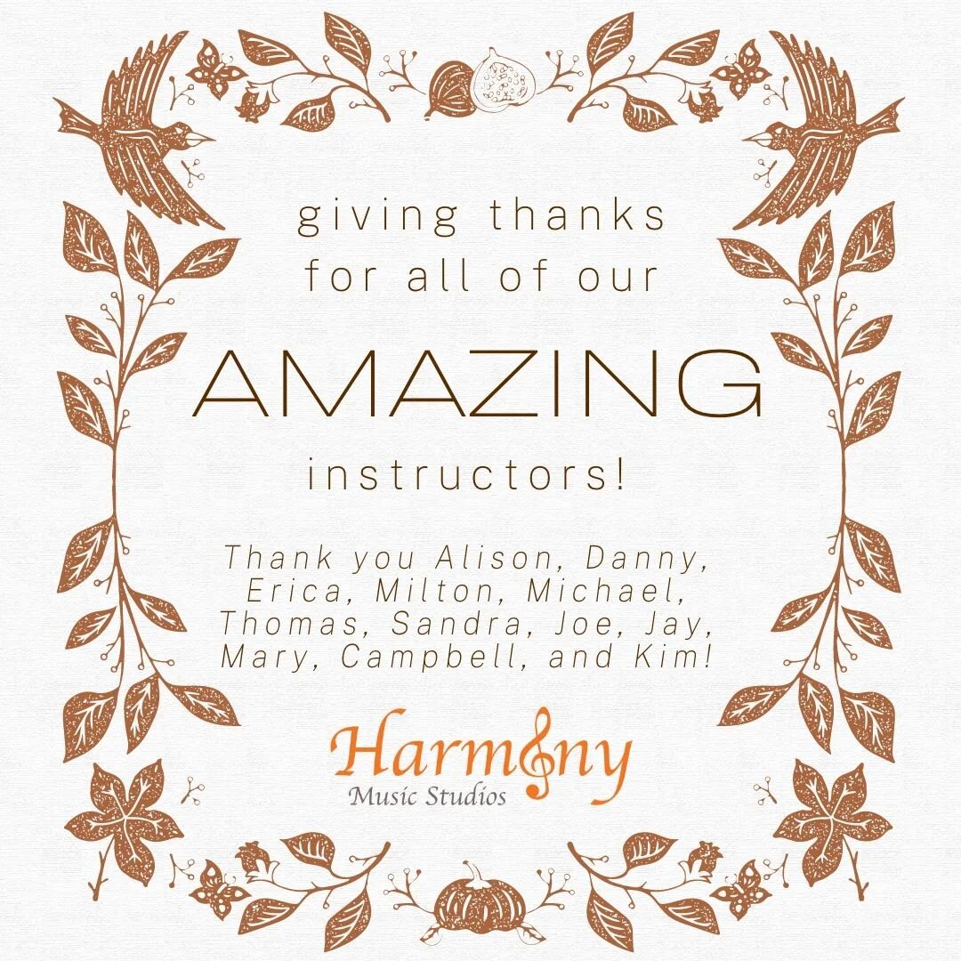 So thankful for all of our wonderful @harmonymusicnc teachers!

#harmonymusicnc #chapelhill #carrboro #durhamnc #bullcity #musiclessons #musicteacher #smallbusiness #thankful