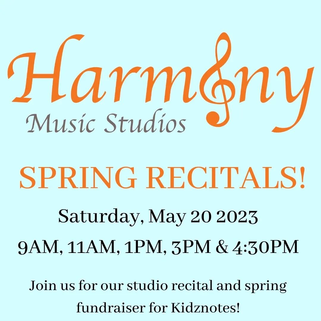 It's almost time! Join @harmonymusicnc for our spring recitals!! Our students have been working hard and are excited to share music with everyone!  This year, our studio is raising money for @kidz_notes !
#musicrecital #chapelhill #durham #carrboro #