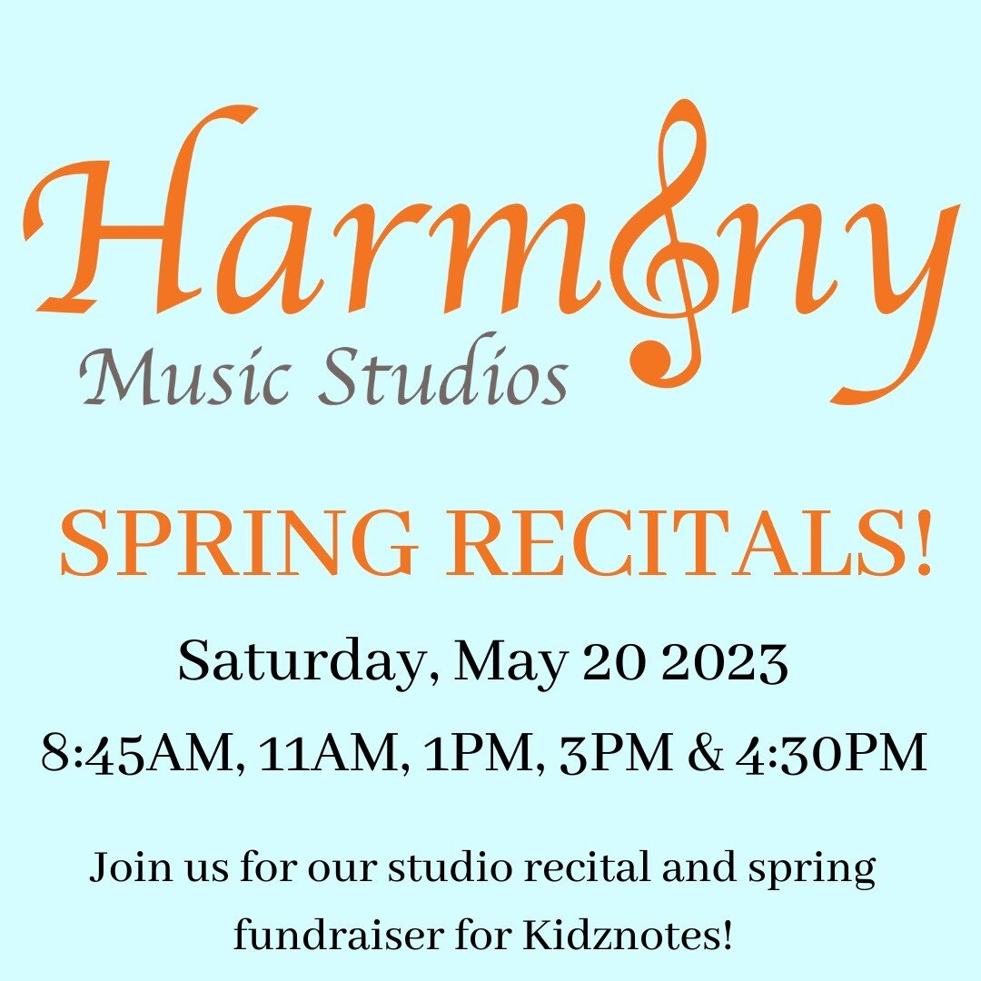 A quick note that our first recital time has been moved up to 8:45! The best problem to have.... too much music! All other recital times remain the same!

See you at our @harmonymusicnc recital next Saturday!!!