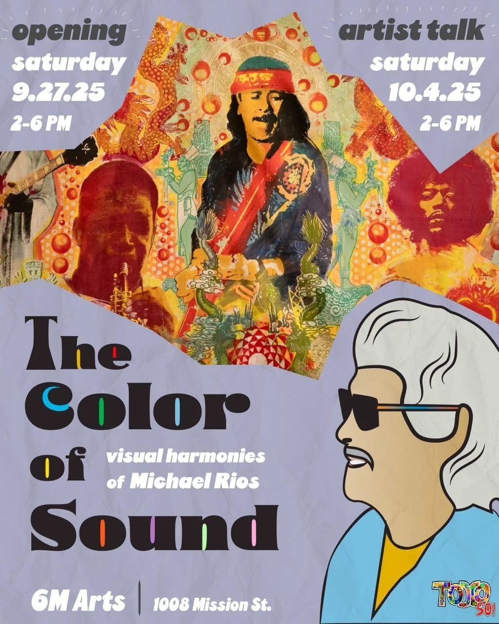 Opening Reception &ndash; Saturday, 9/27, 2&ndash;6 PM

Join us at 6M Gallery for The Color of Sound, a vibrant solo exhibition by legendary San Francisco artist Michael Rios!

From igniting the Mission mural movement in the &rsquo;70s to creating ic
