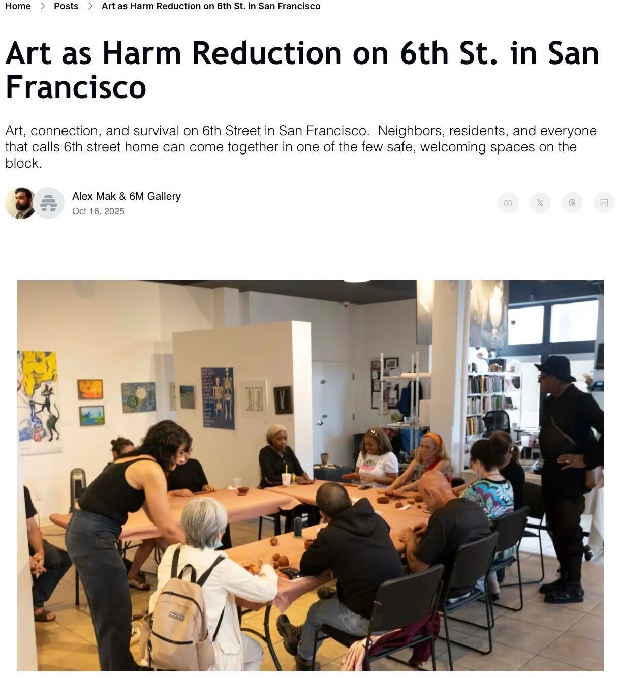 🎨 Art as Harm Reduction on 6th Street

At the heart of San Francisco&rsquo;s 6th Street, creativity is becoming community care.
Through a partnership between TODCO Group, 6M Community Arts, and Vanguard Lab, the 6M Gallery is transforming into a ref