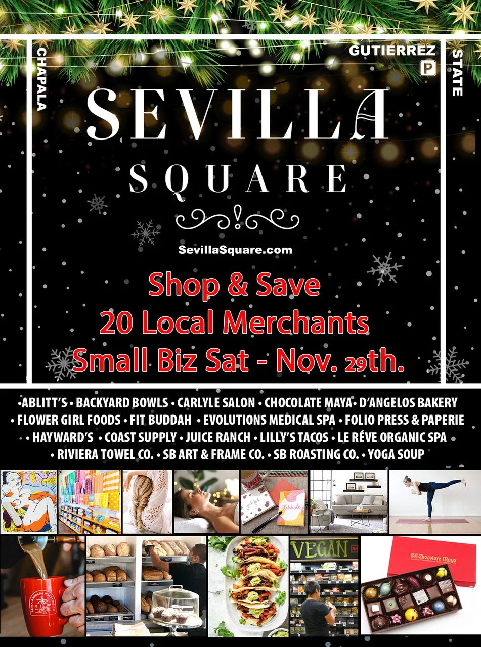 Sevilla Square 20 Local SB Merchants Shop Small Biz Sat. Nov 29th for Savings & Discounts