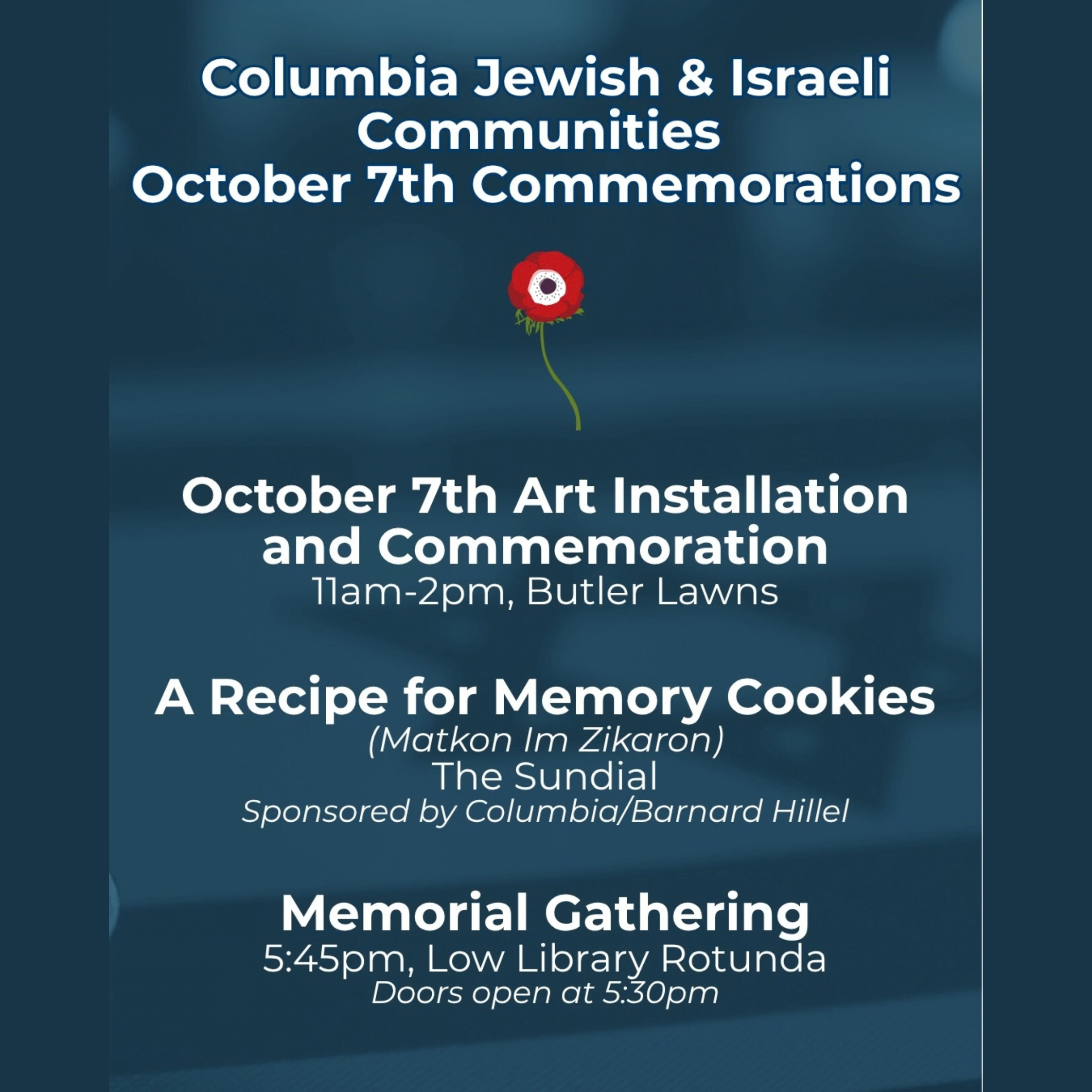 Columbia Jewish &amp; Israeli Communities October 7th Commemorations
